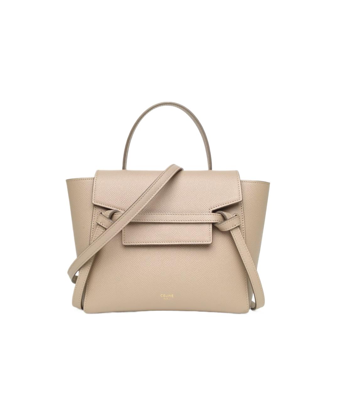 CELINE Бежевая кожаная сумка через плечо, фото 10