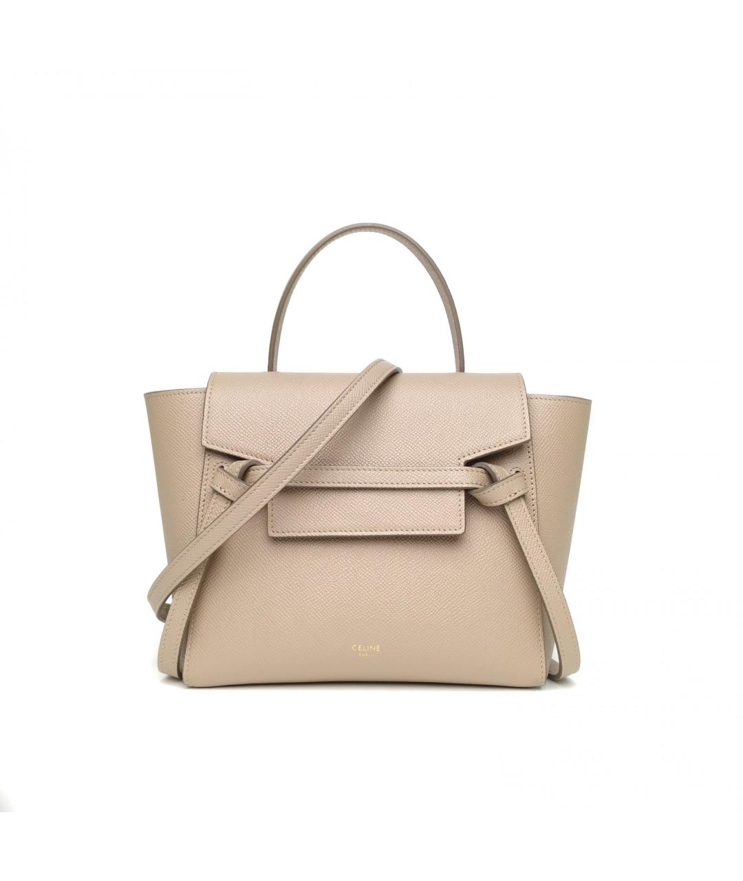CELINE Бежевая кожаная сумка через плечо, фото 2