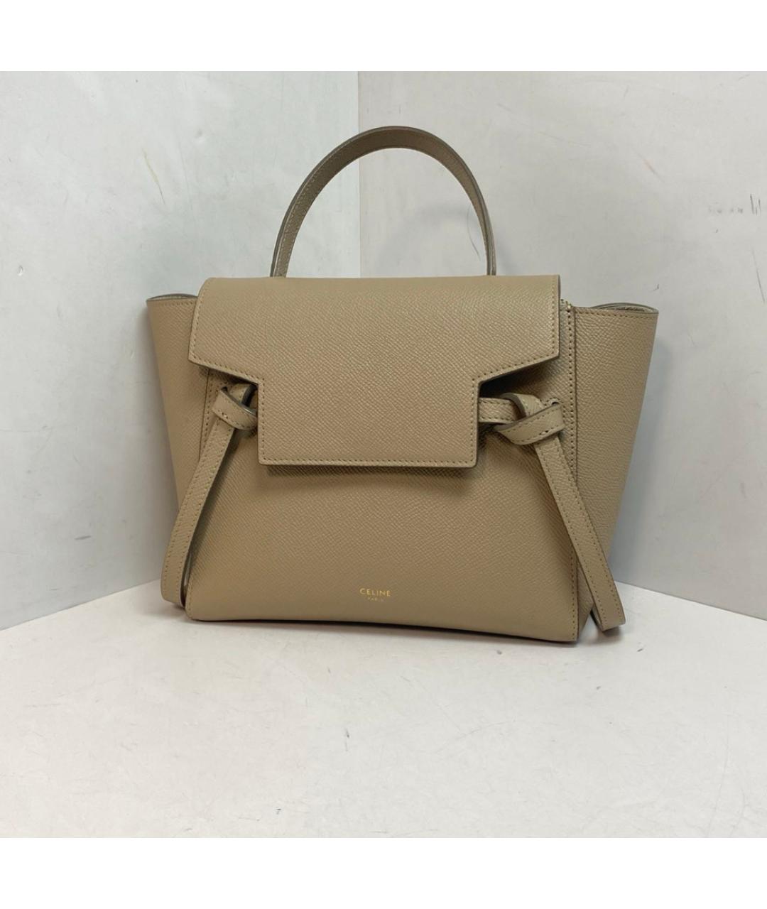 CELINE Бежевая кожаная сумка через плечо, фото 9