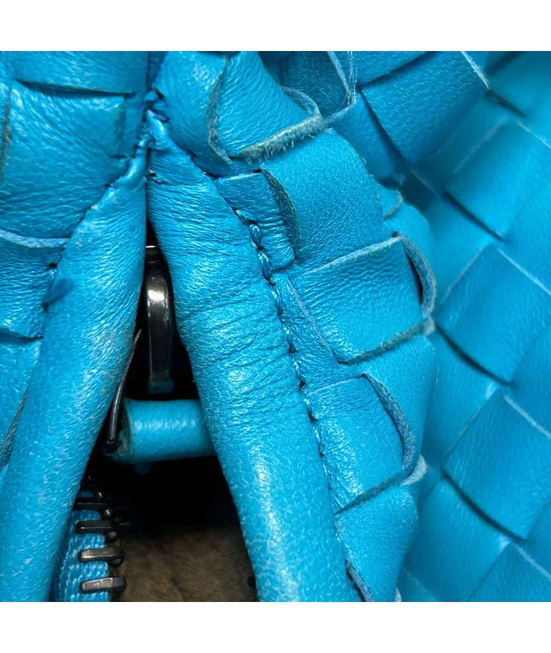 BOTTEGA VENETA Голубая кожаная сумка через плечо, фото 9