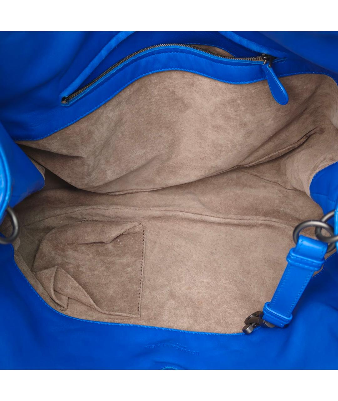 BOTTEGA VENETA Синяя кожаная сумка через плечо, фото 7