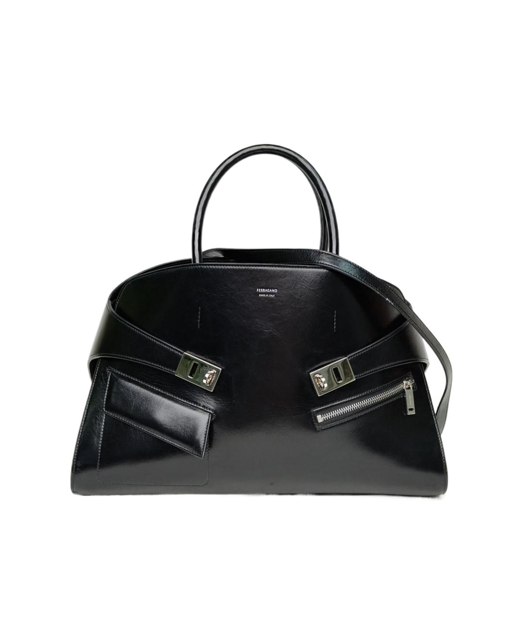 FERRAGAMO Черная кожаная сумка с короткими ручками, фото 10