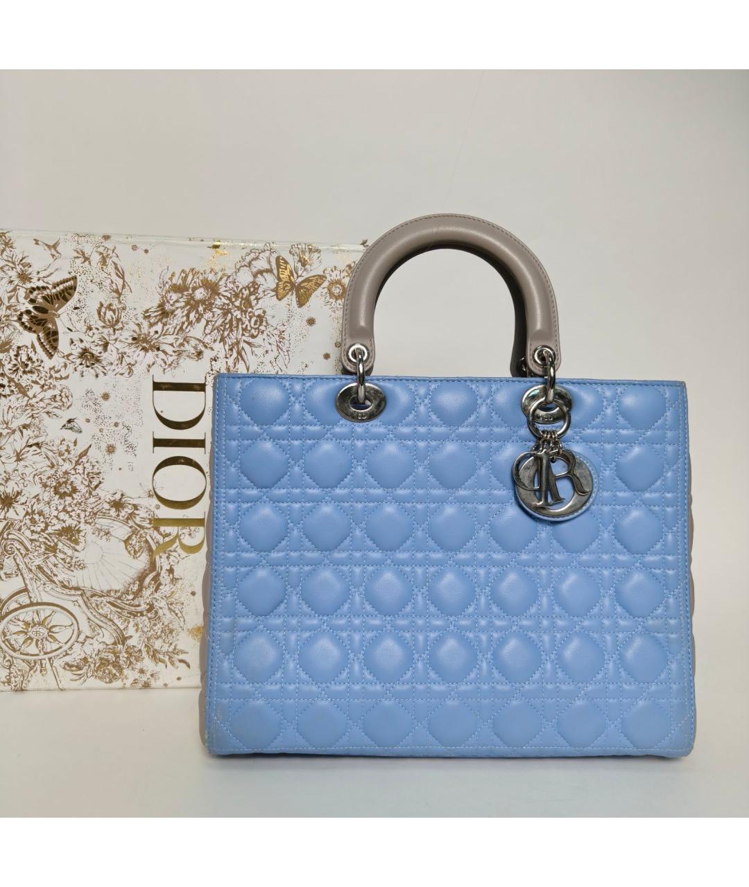 CHRISTIAN DIOR Голубая кожаная сумка через плечо, фото 9