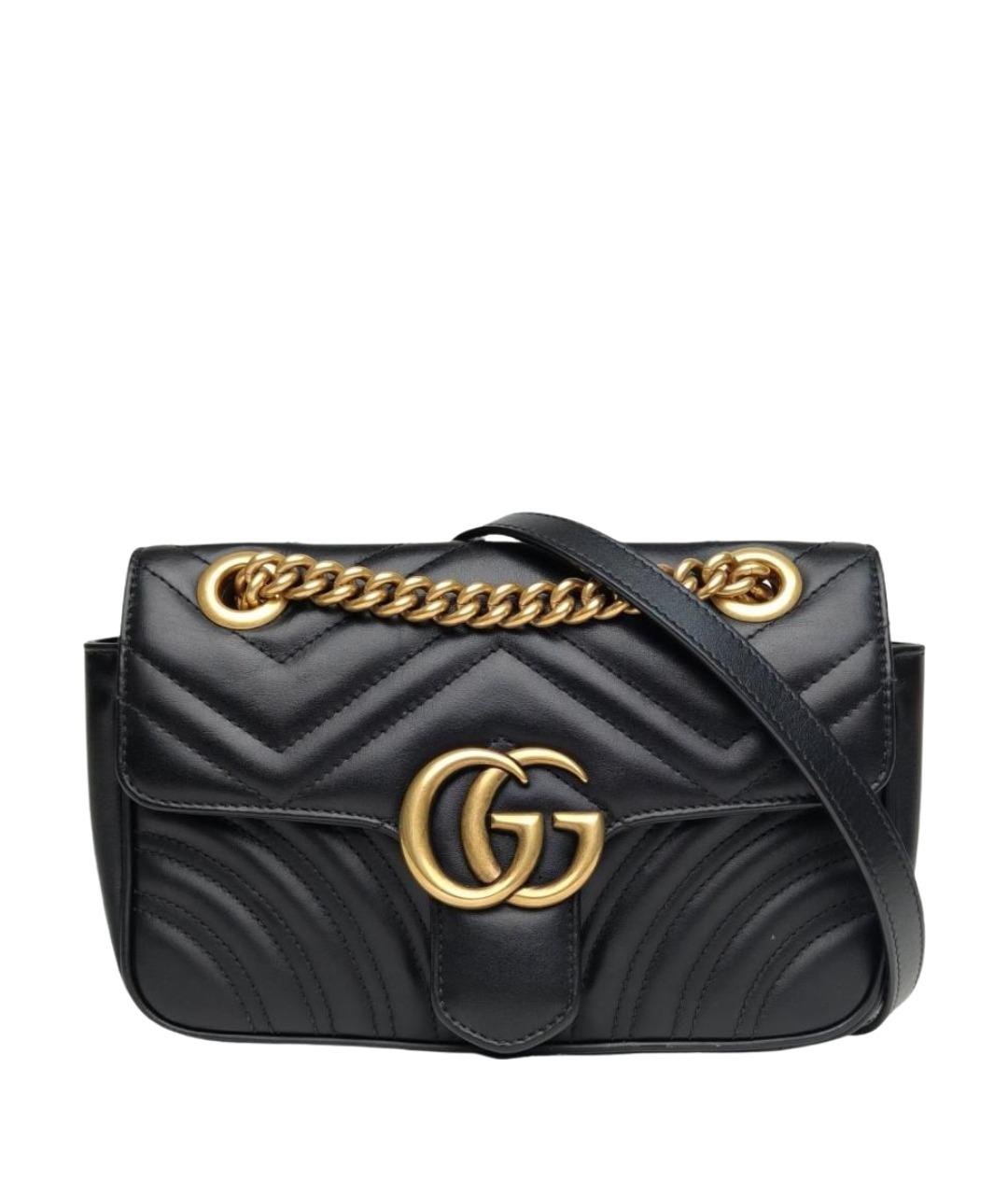 GUCCI Черная кожаная сумка через плечо, фото 1