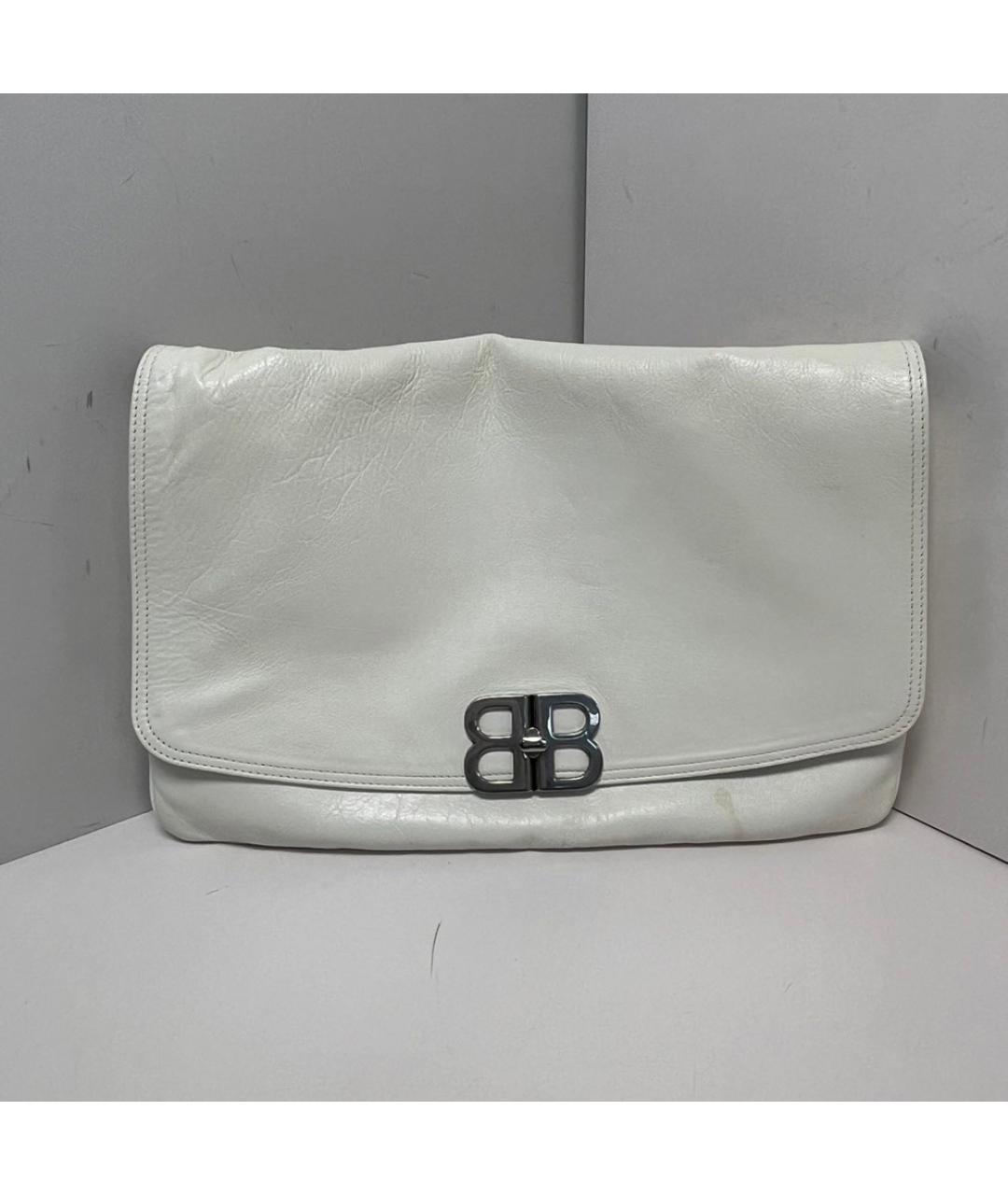 BALENCIAGA Белая кожаная сумка через плечо, фото 9