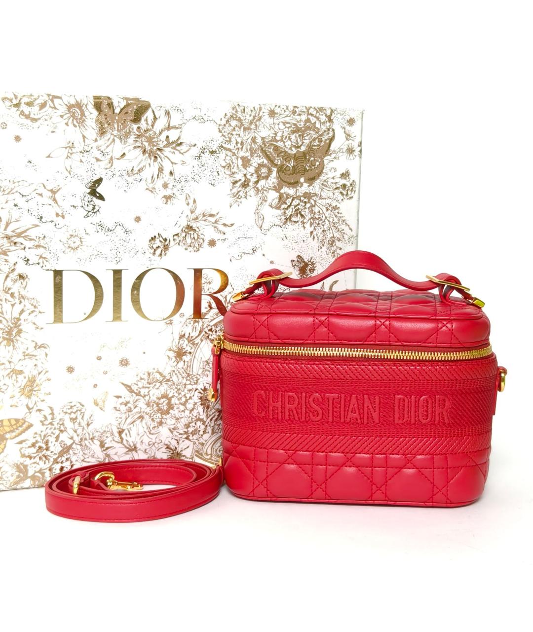 CHRISTIAN DIOR Красная кожаная косметичка, фото 8