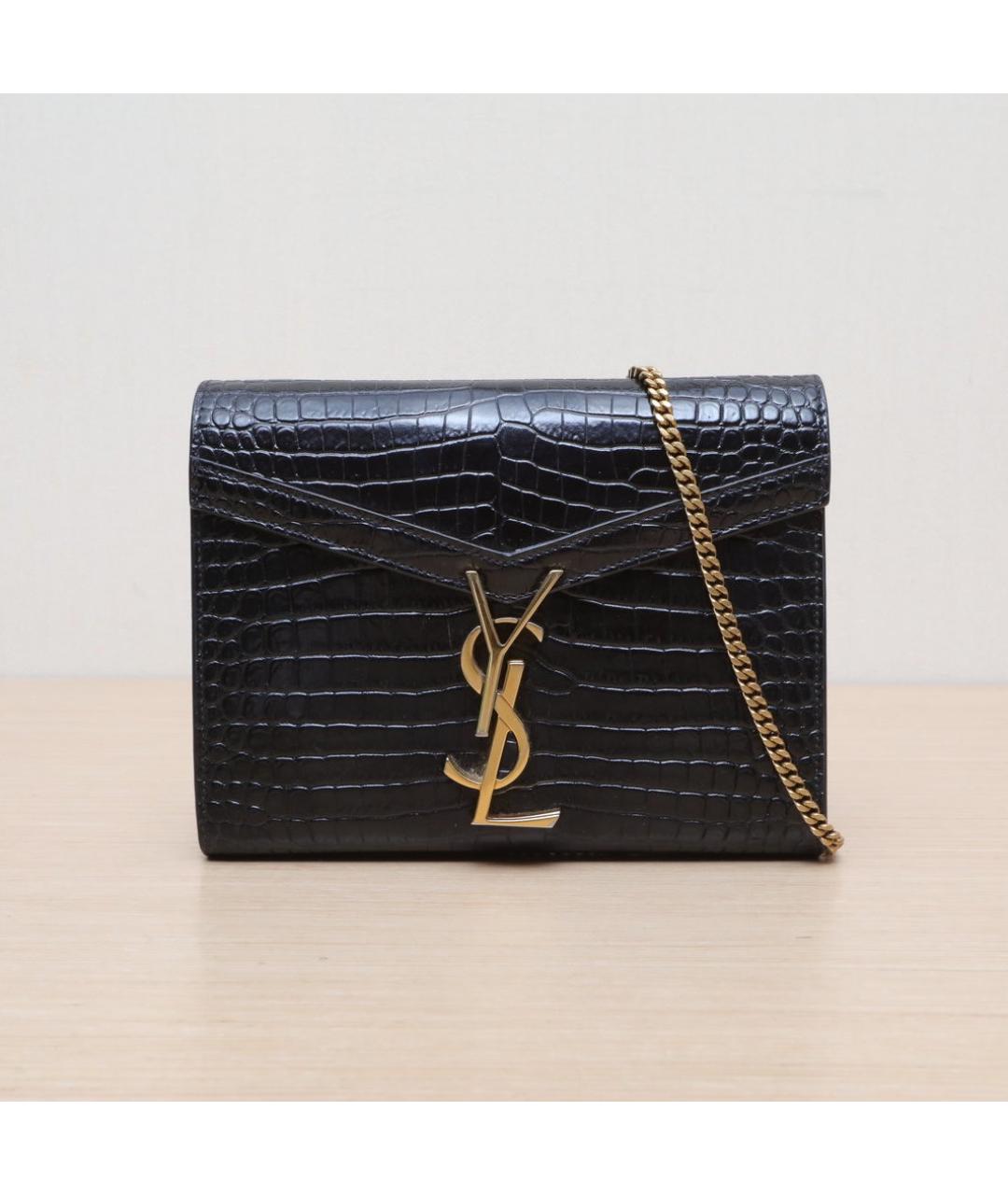 SAINT LAURENT Черная кожаная сумка через плечо, фото 2