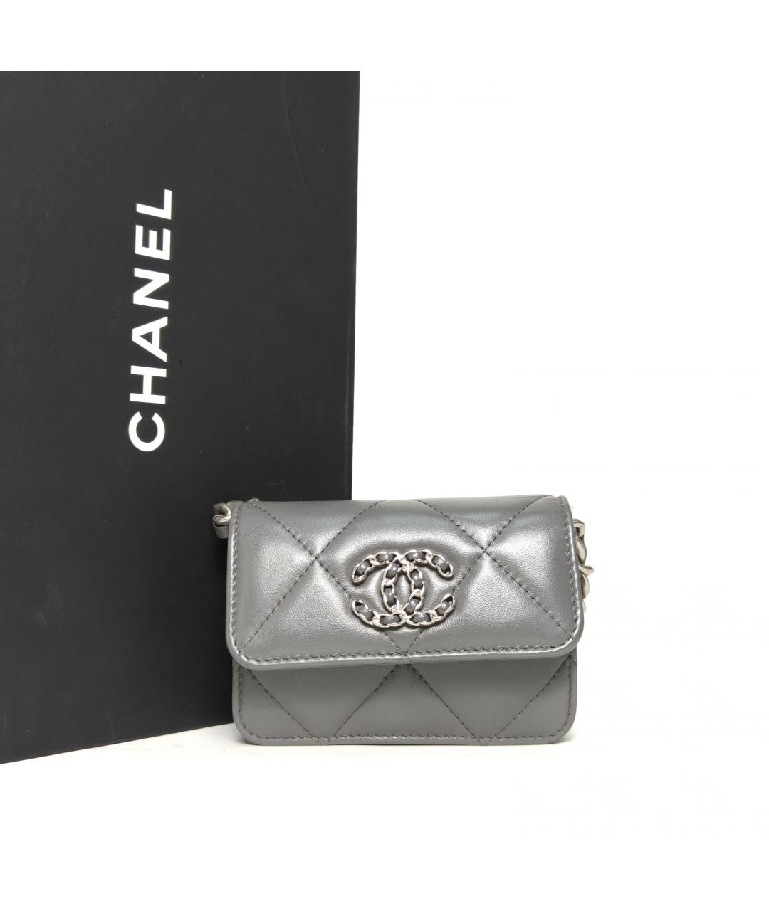 CHANEL Серая кожаная сумка через плечо, фото 8