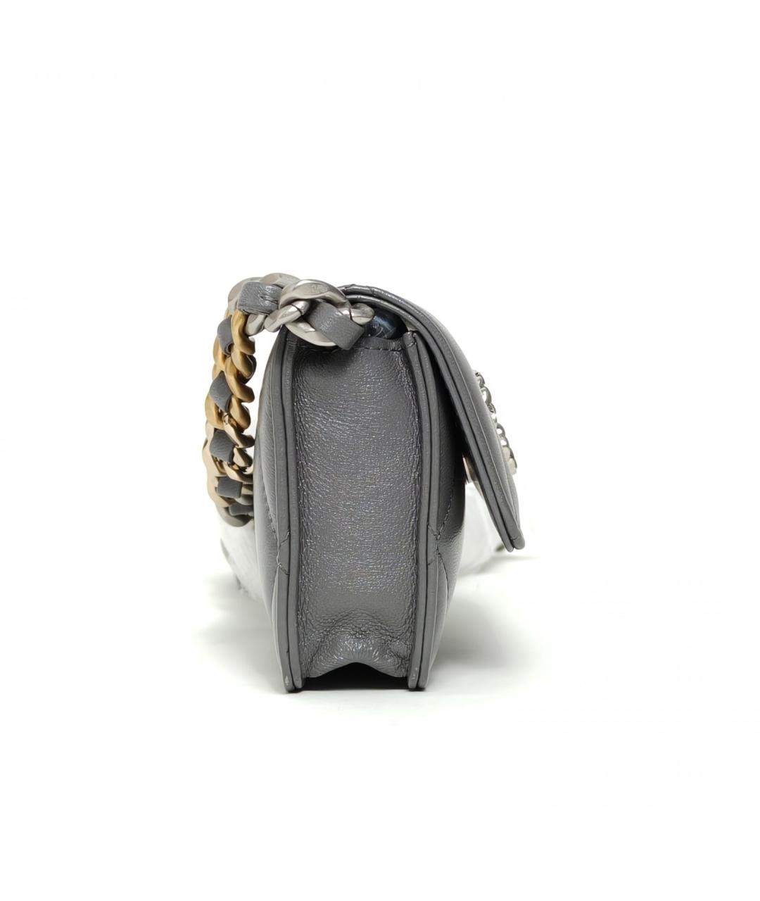 CHANEL Серая кожаная сумка через плечо, фото 4