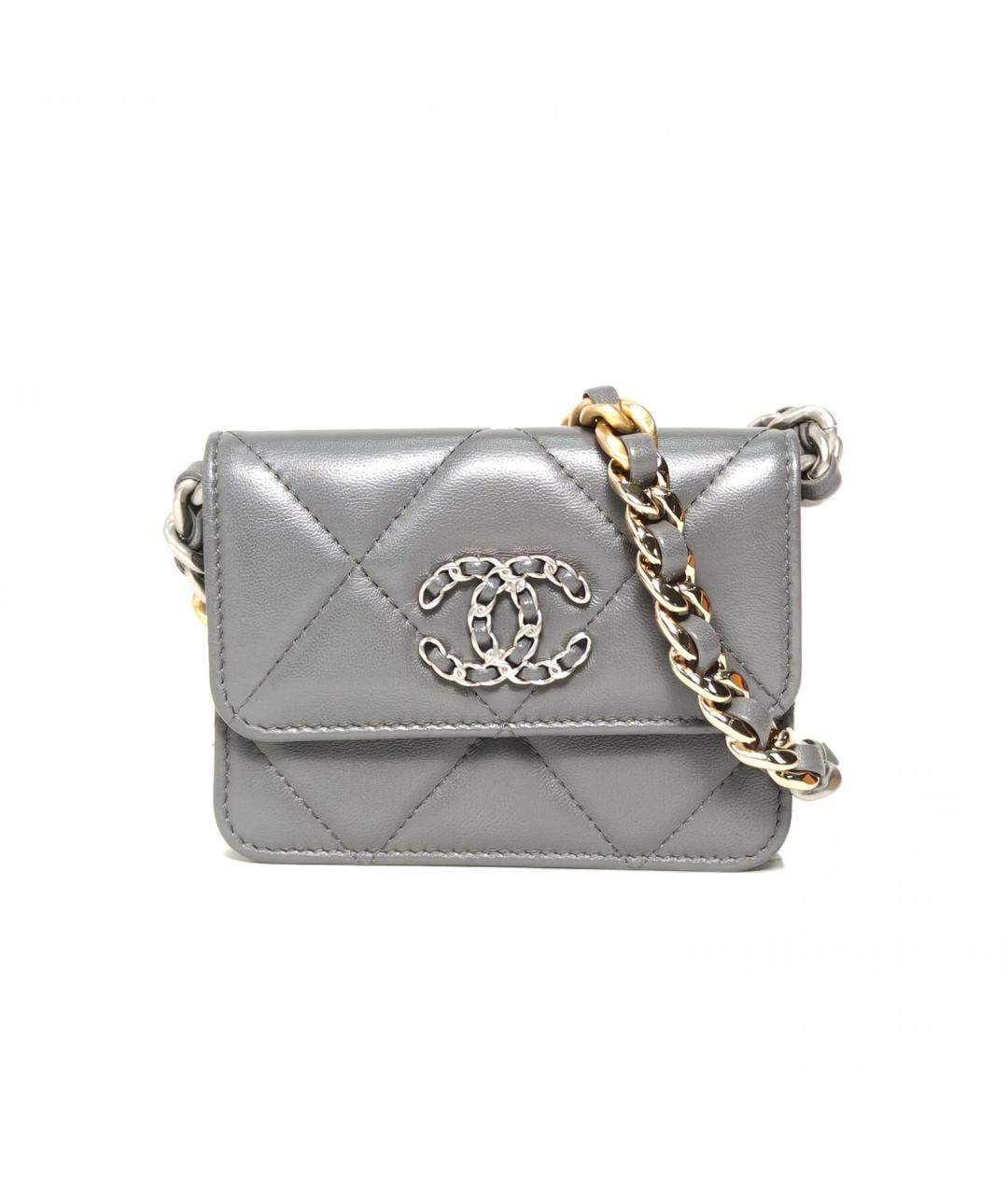 CHANEL Серая кожаная сумка через плечо, фото 9