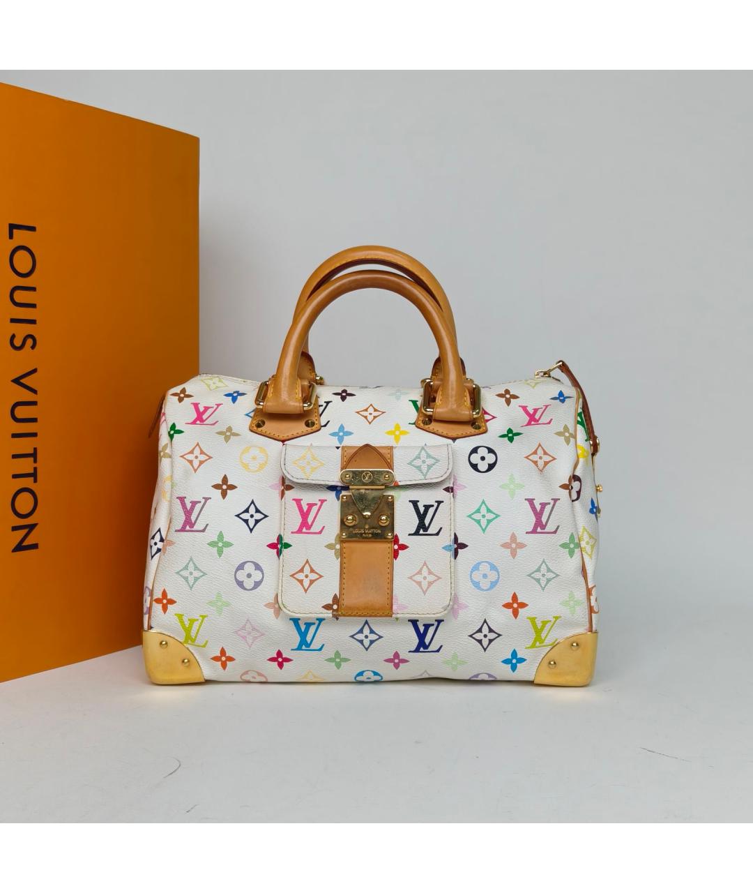 LOUIS VUITTON Белая кожаная сумка с короткими ручками, фото 3