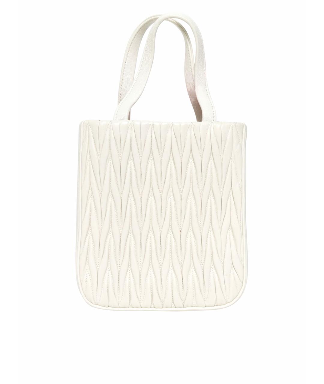 MIU MIU Белая кожаная сумка с короткими ручками, фото 2