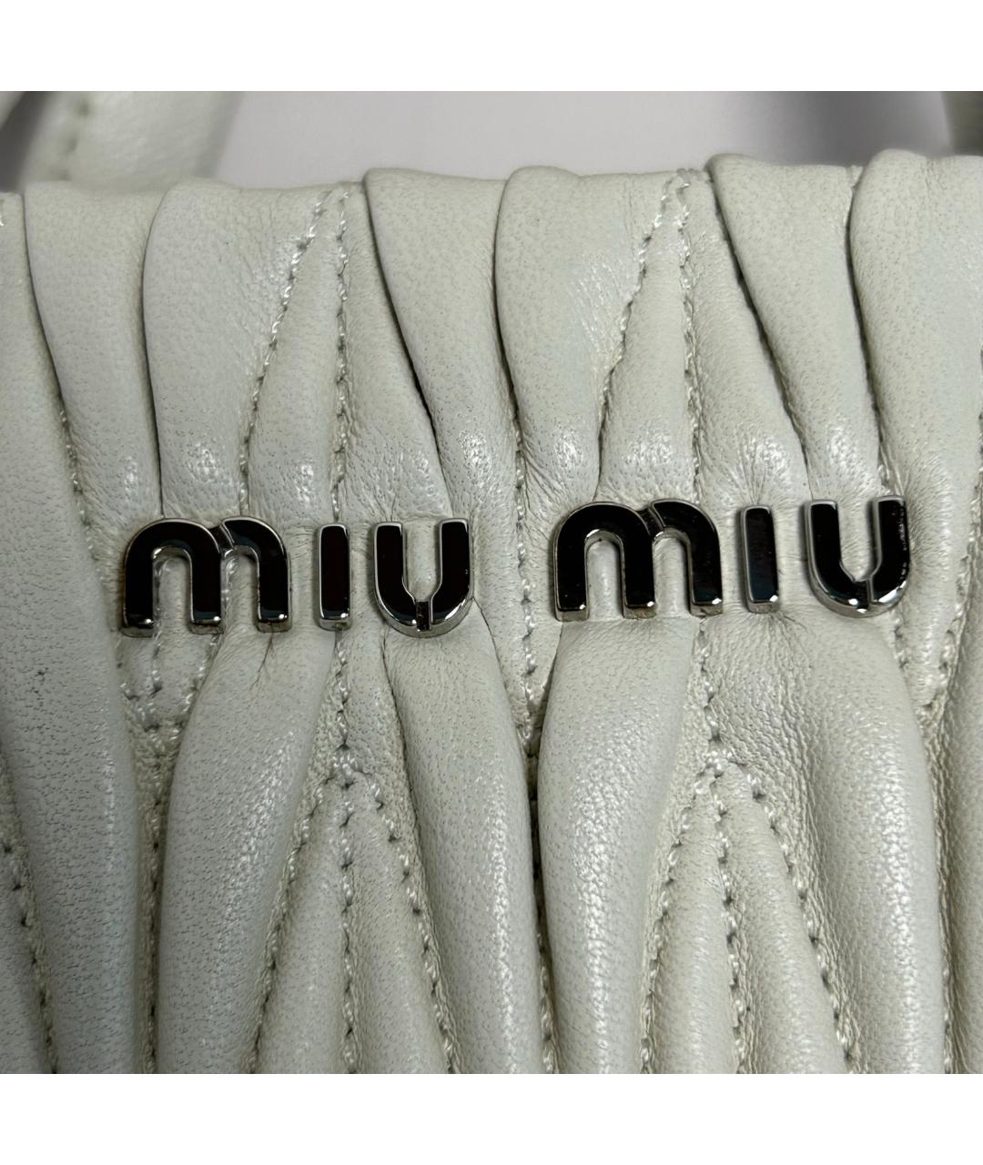 MIU MIU Белая кожаная сумка с короткими ручками, фото 7