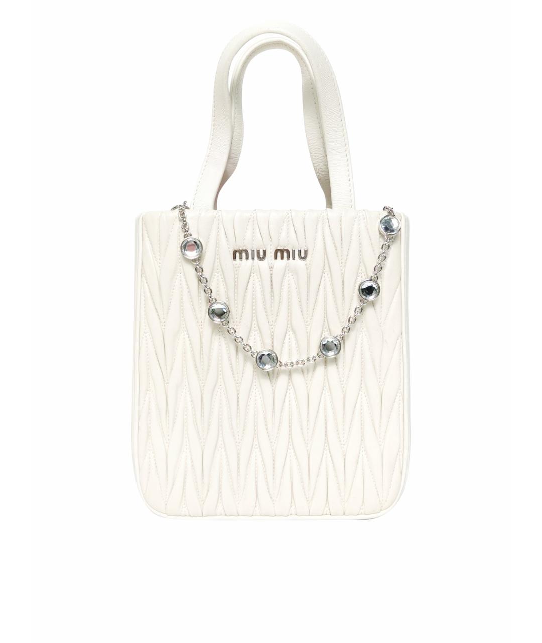 MIU MIU Белая кожаная сумка с короткими ручками, фото 1