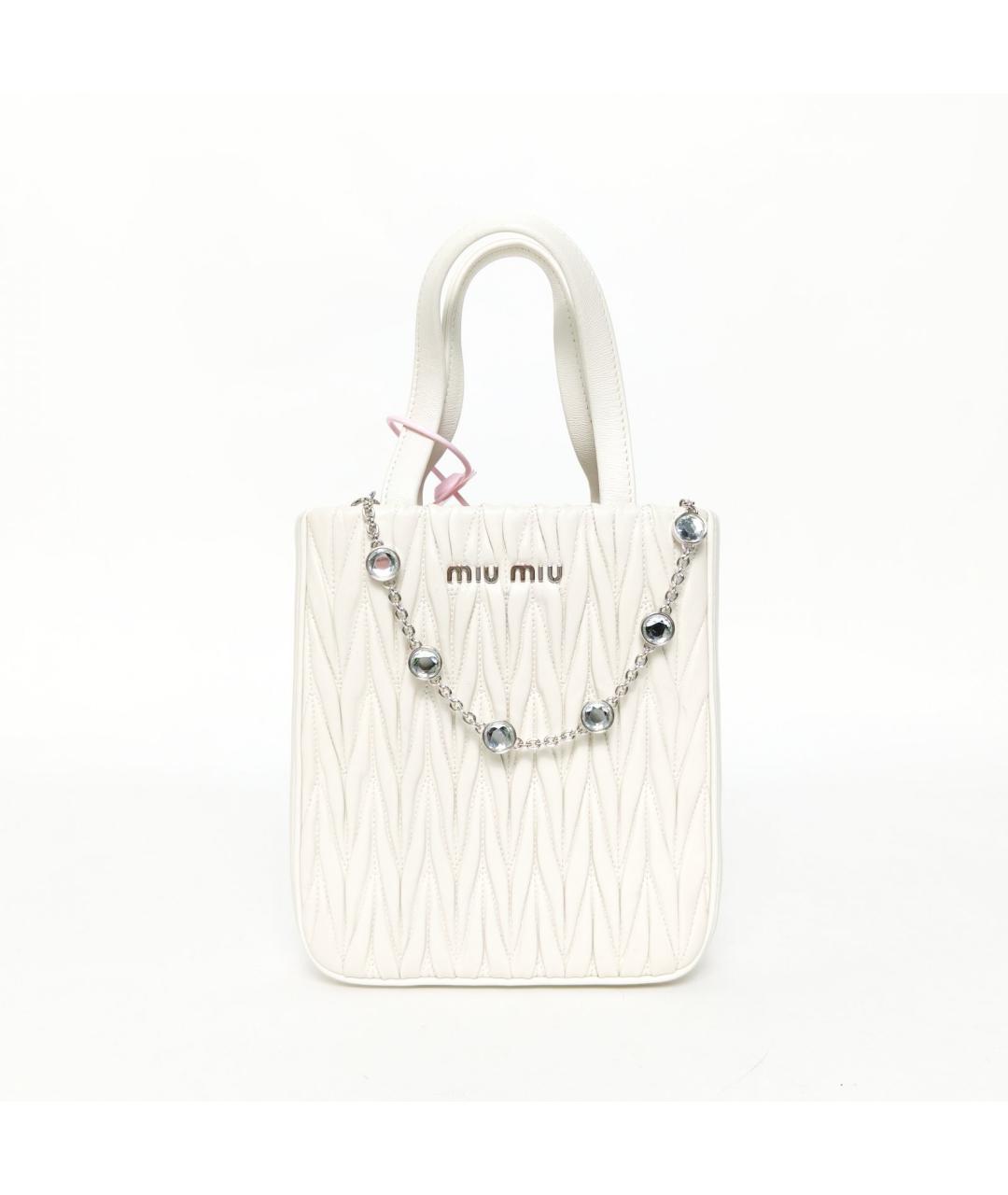 MIU MIU Белая кожаная сумка с короткими ручками, фото 11