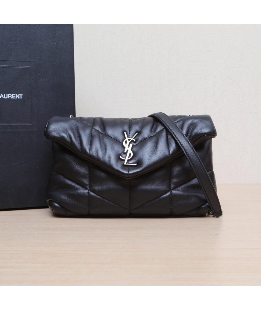 SAINT LAURENT Черная кожаная сумка через плечо, фото 2