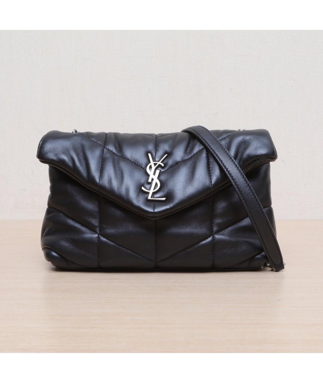 SAINT LAURENT Черная кожаная сумка через плечо, фото 3