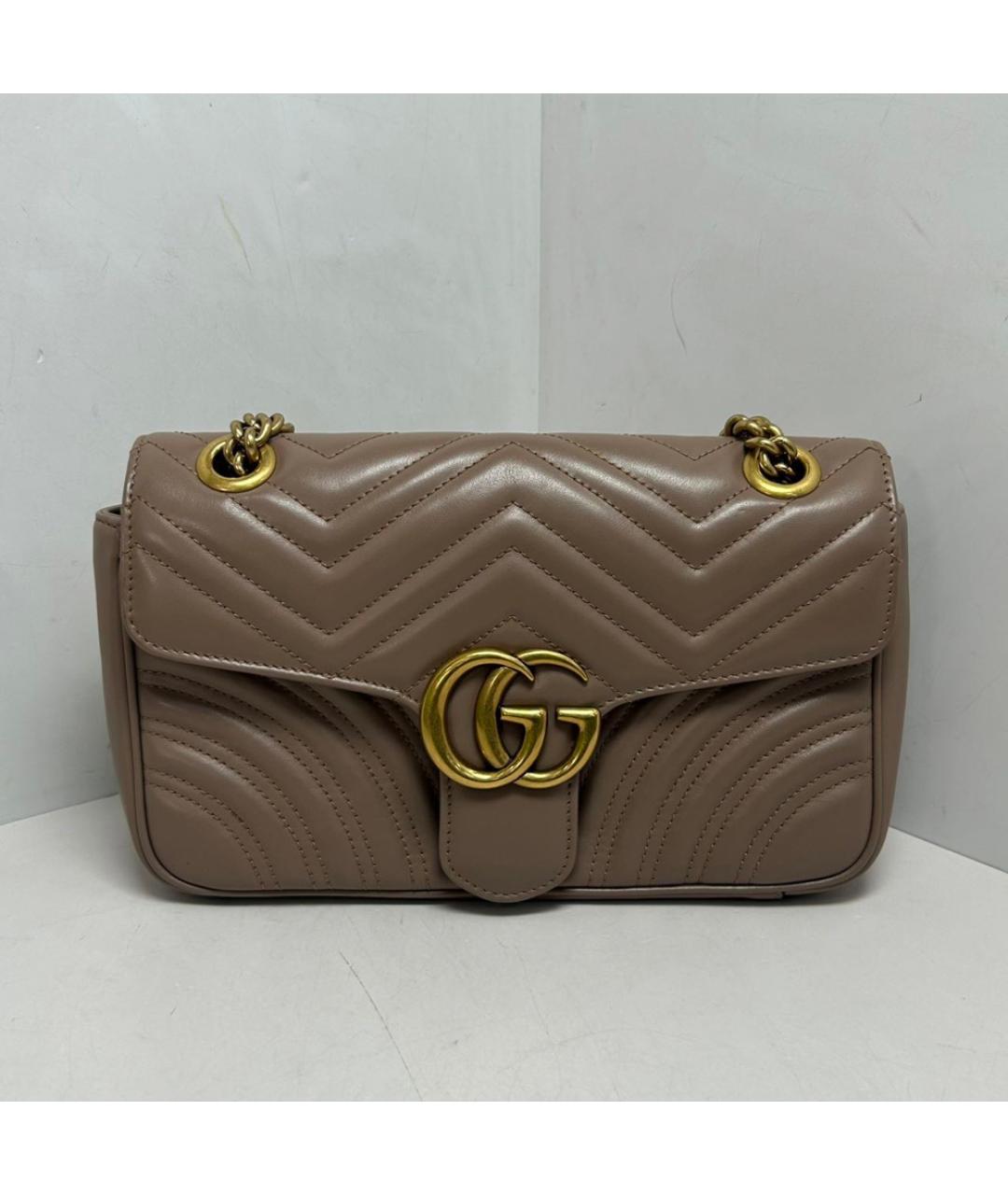 GUCCI Бежевая кожаная сумка через плечо, фото 9