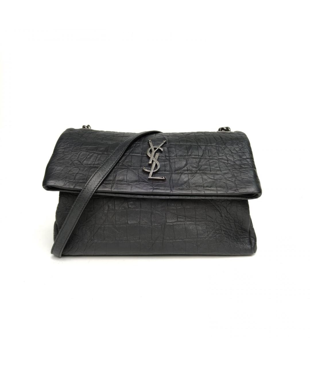 SAINT LAURENT Черная кожаная сумка через плечо, фото 2
