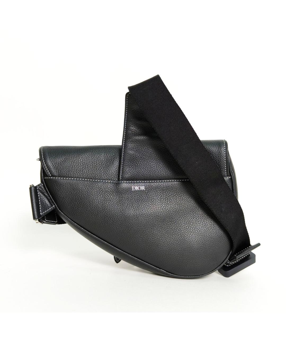 CHRISTIAN DIOR Черная кожаная сумка через плечо, фото 4