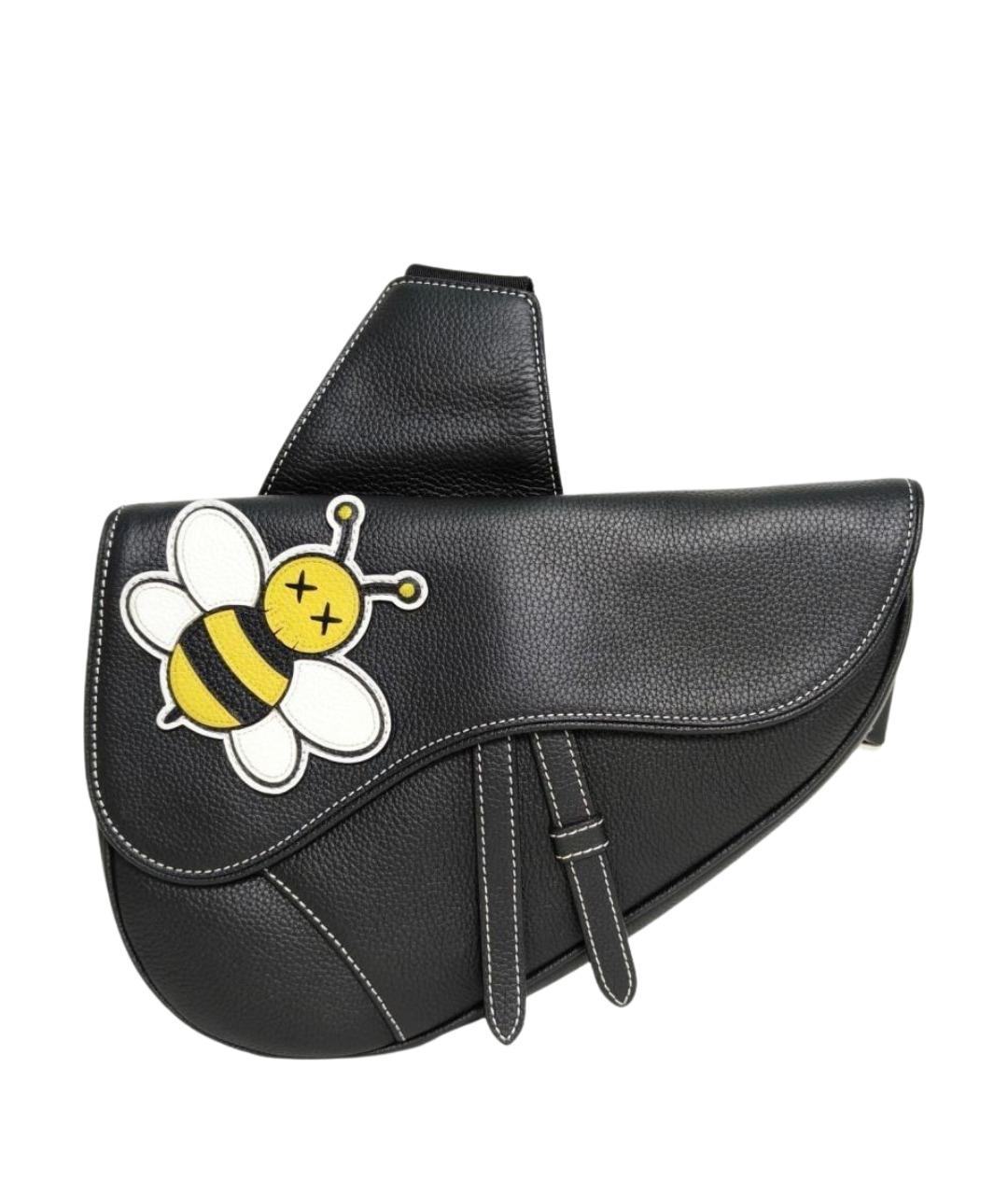 CHRISTIAN DIOR Черная кожаная сумка через плечо, фото 1