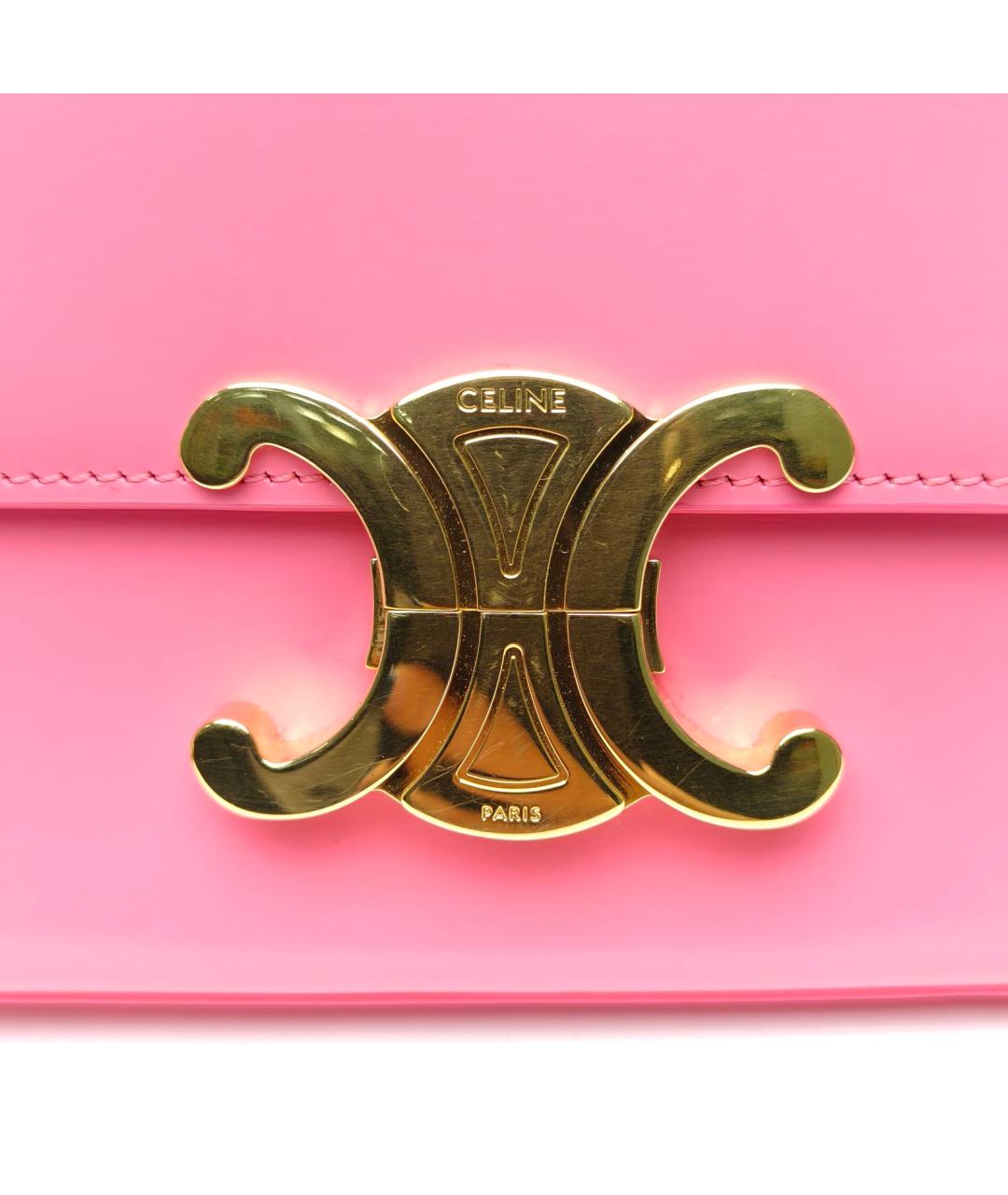 CELINE Розовая кожаная сумка через плечо, фото 7