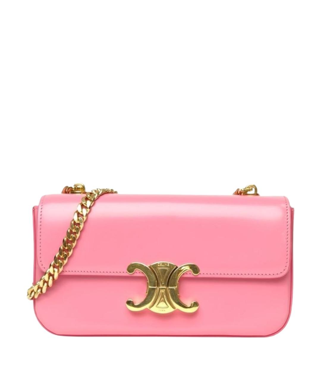 CELINE Розовая кожаная сумка через плечо, фото 1
