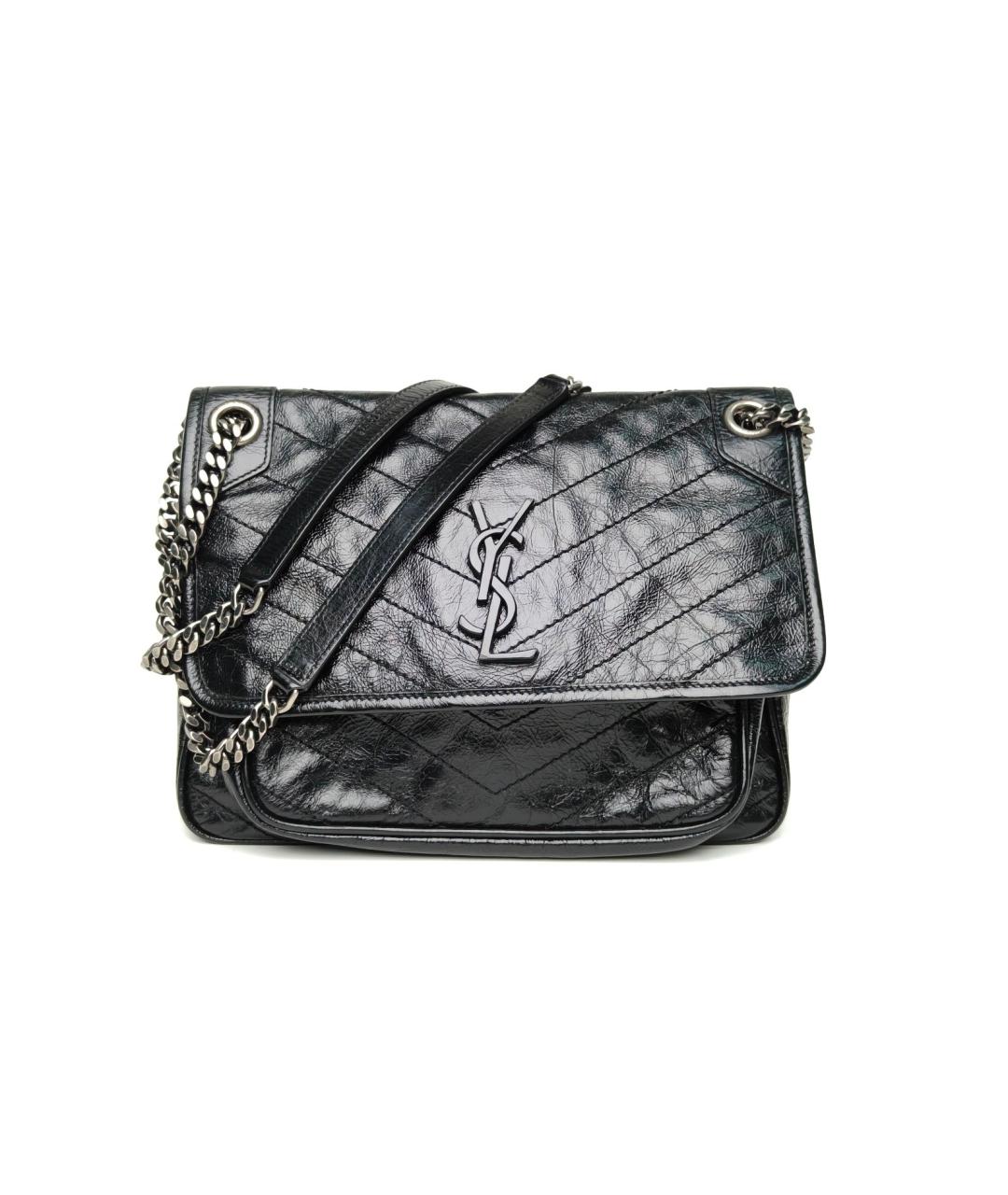 SAINT LAURENT Черная кожаная сумка через плечо, фото 2