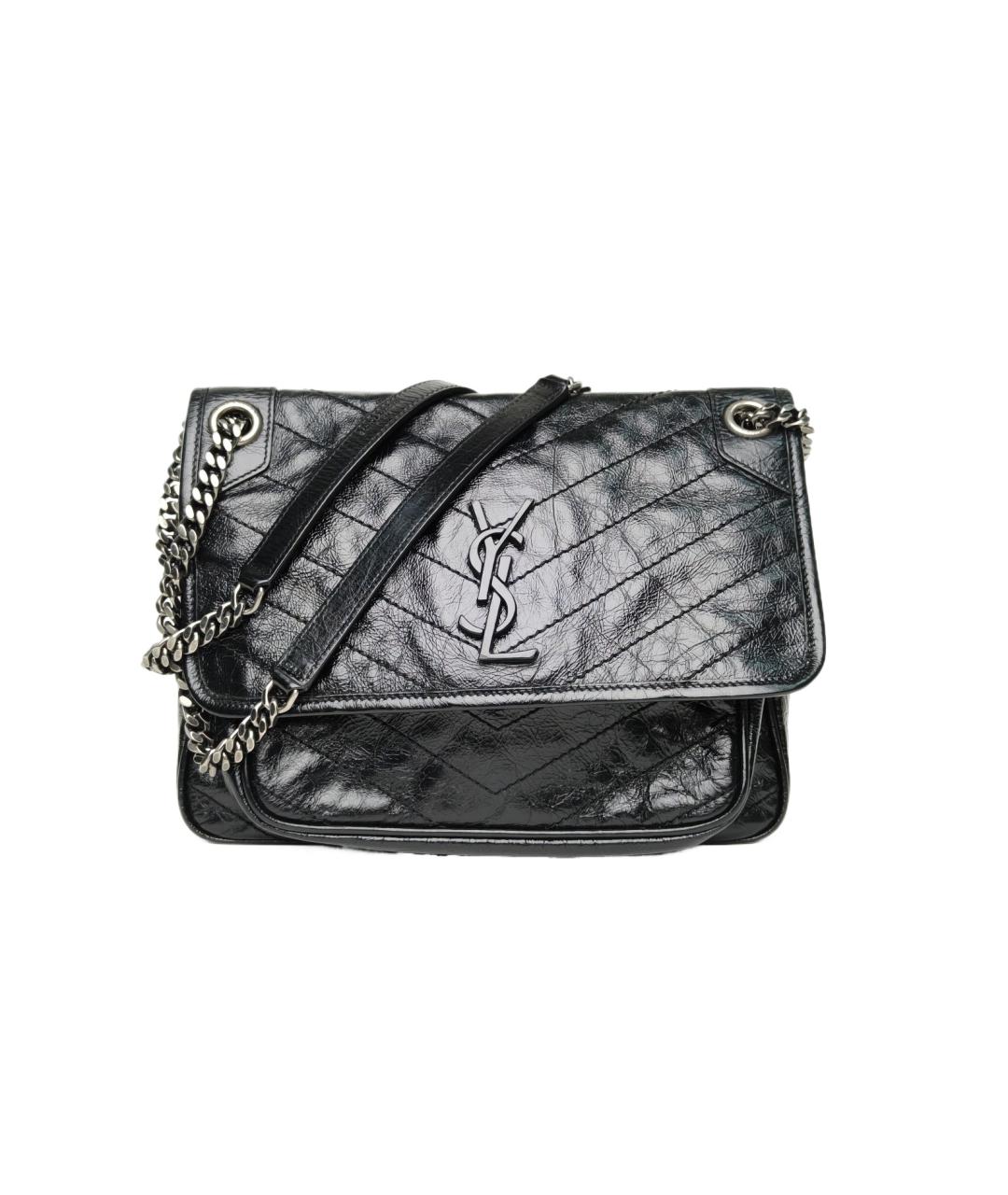SAINT LAURENT Черная кожаная сумка через плечо, фото 10