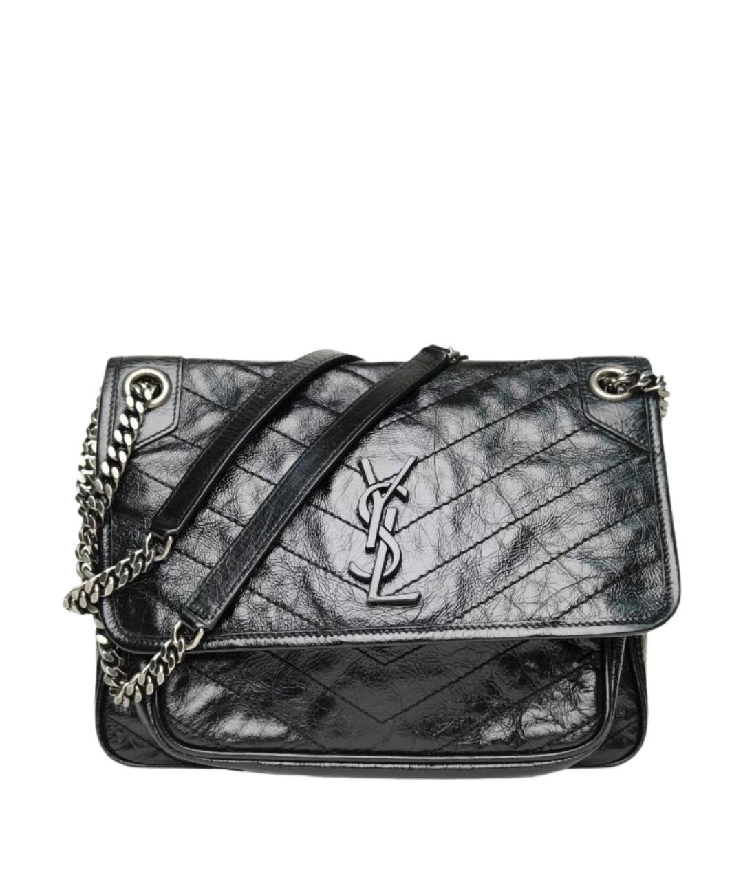 SAINT LAURENT Черная кожаная сумка через плечо, фото 1