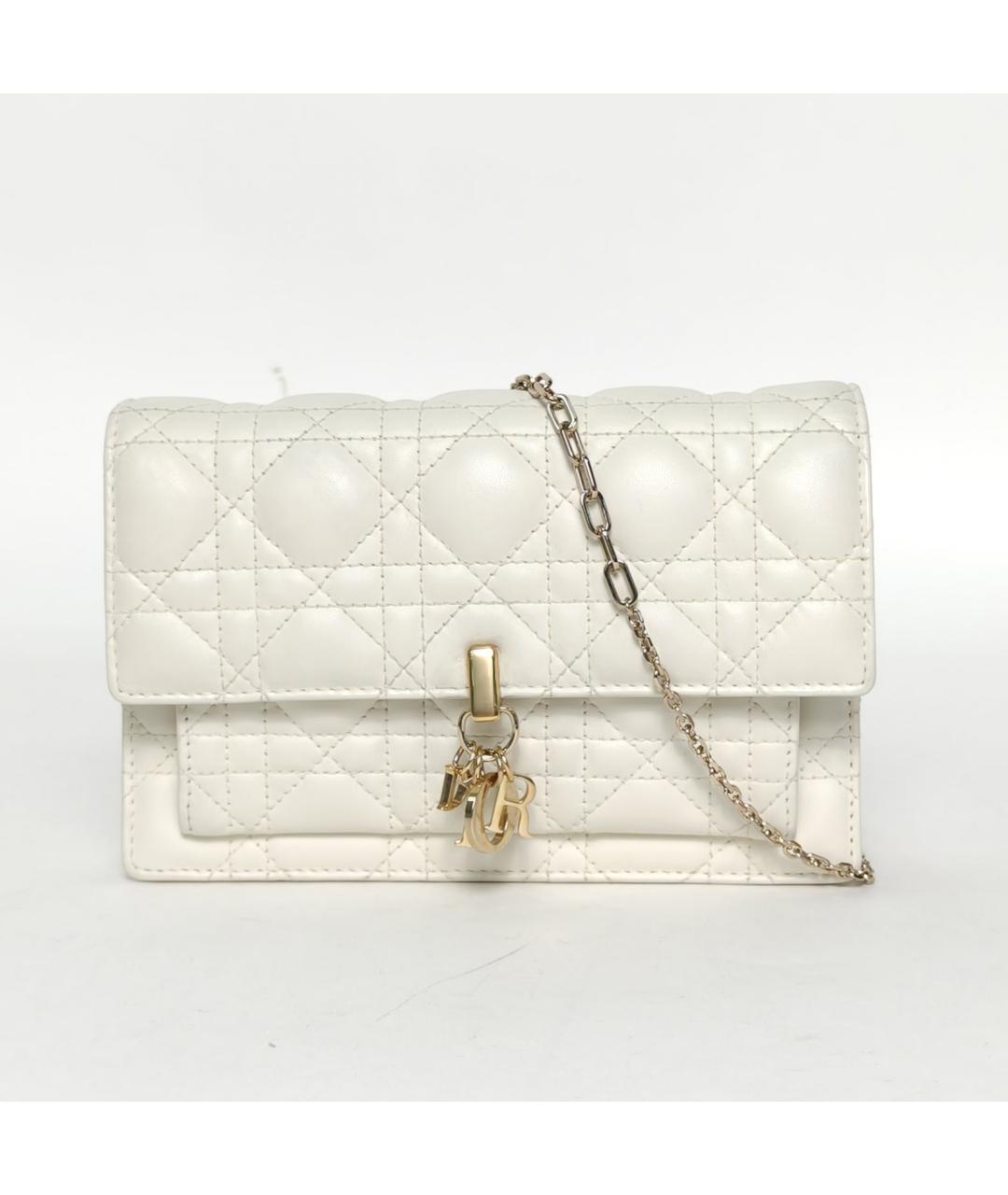 CHRISTIAN DIOR Белая кожаная сумка через плечо, фото 2