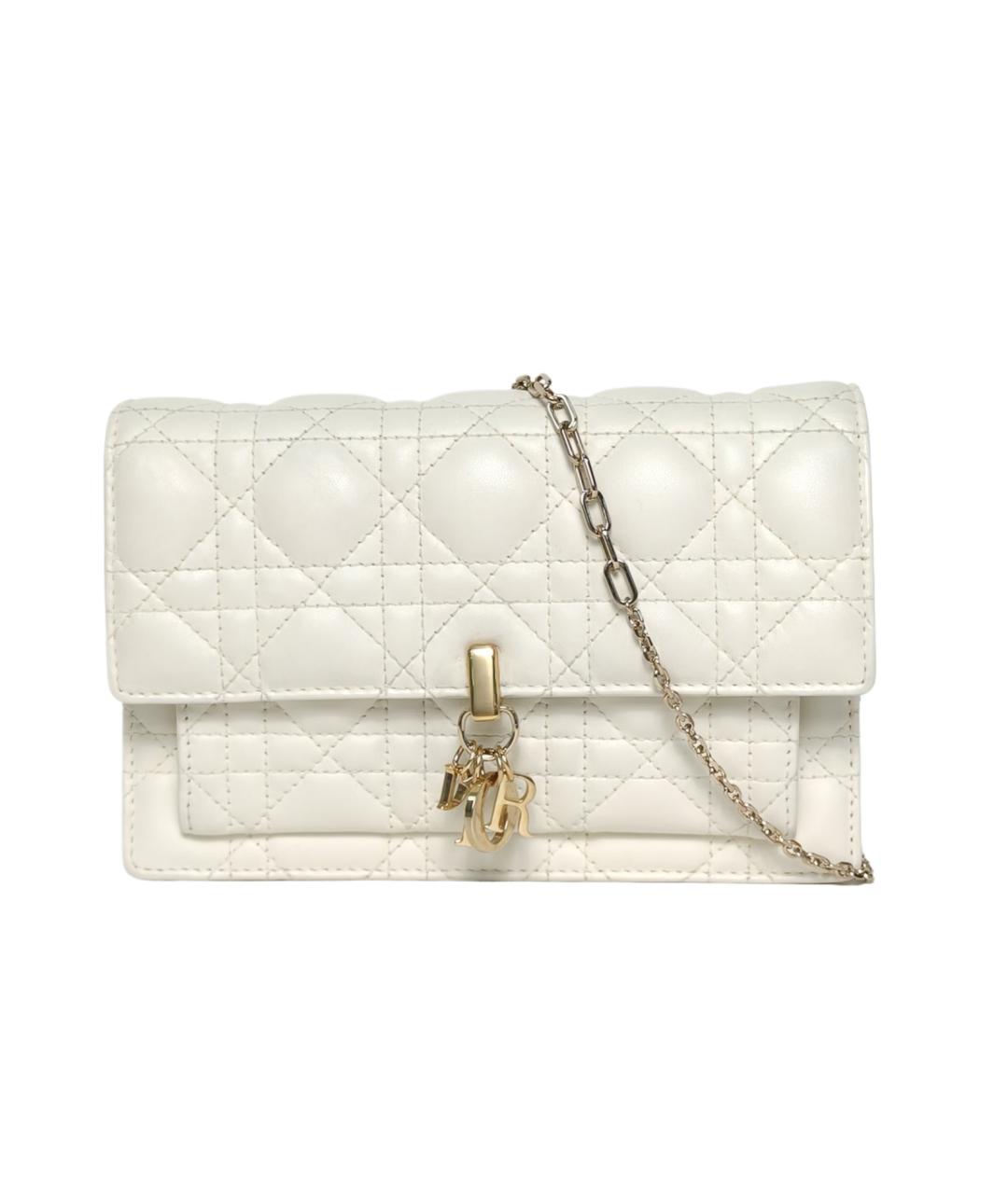 CHRISTIAN DIOR Белая кожаная сумка через плечо, фото 1