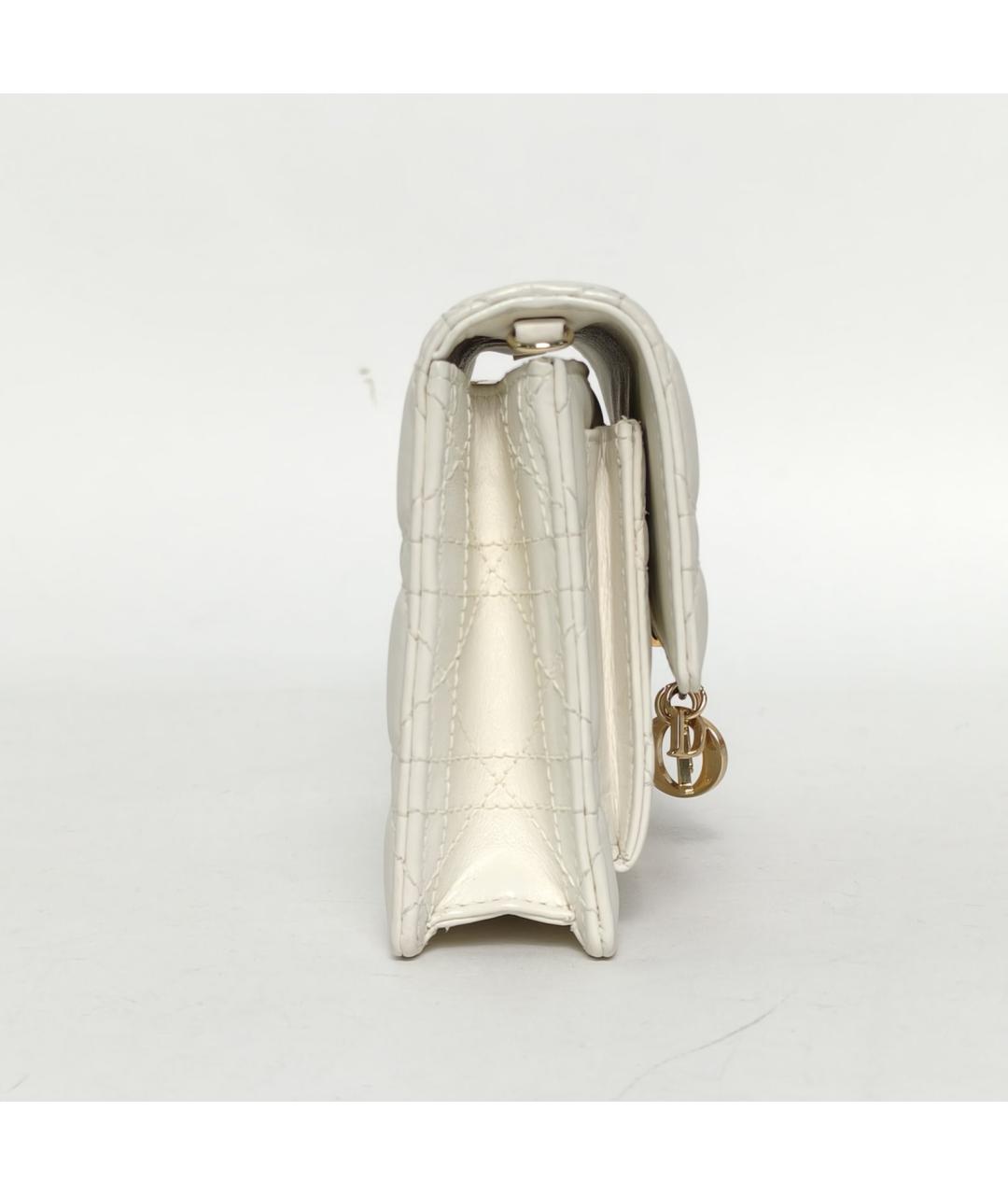 CHRISTIAN DIOR Белая кожаная сумка через плечо, фото 3