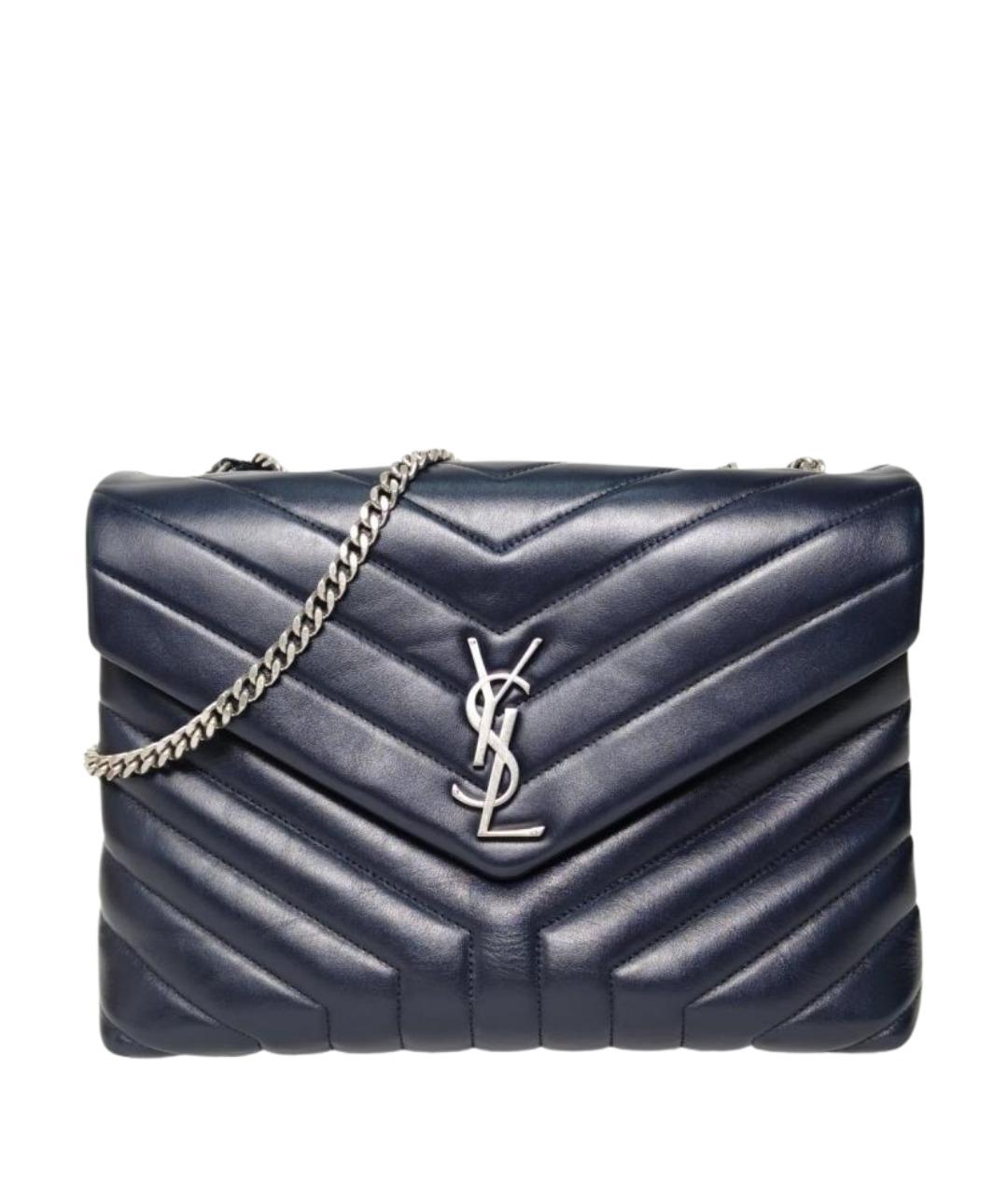 SAINT LAURENT Темно-синяя кожаная сумка через плечо, фото 1