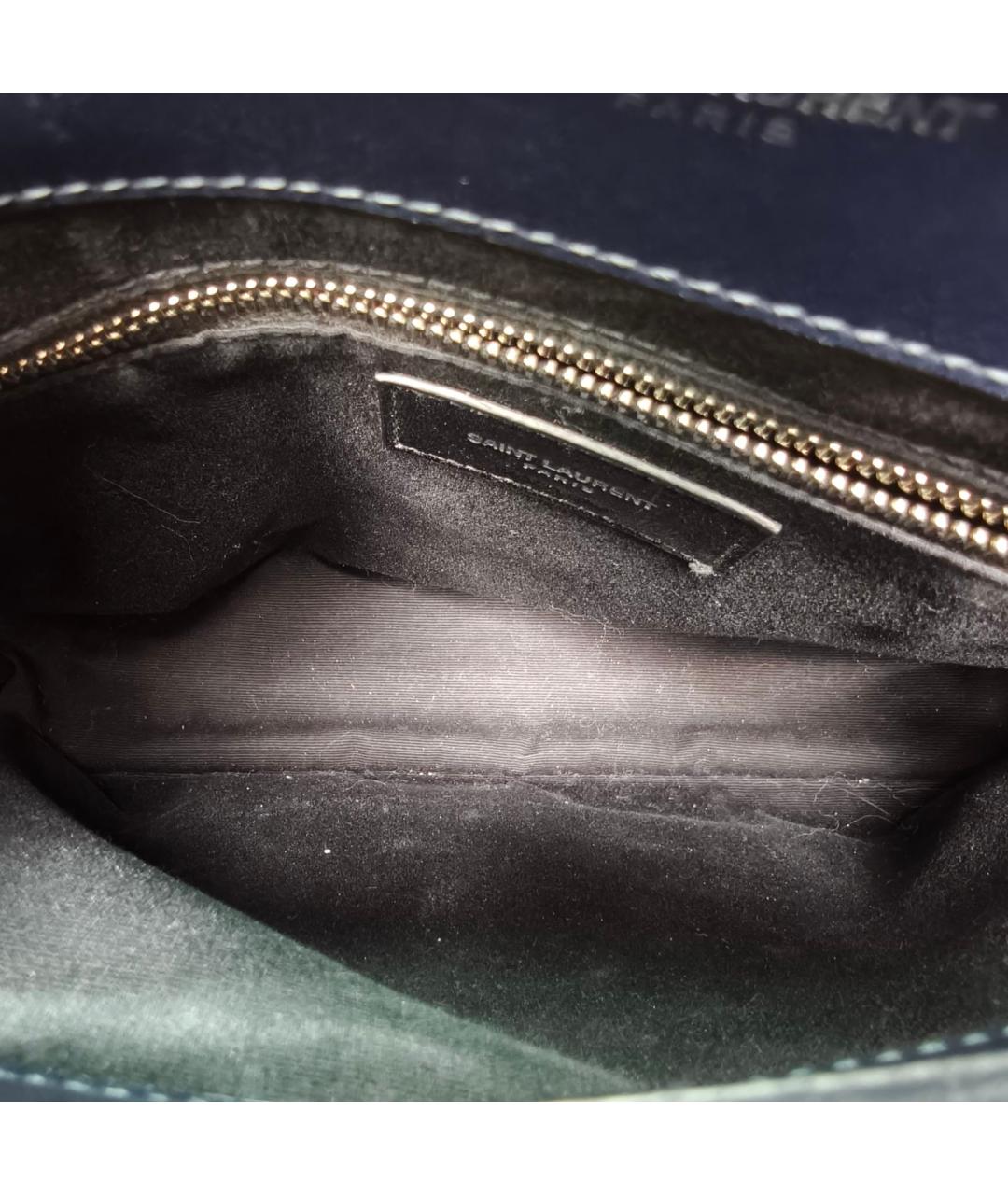 SAINT LAURENT Темно-синяя кожаная сумка через плечо, фото 8
