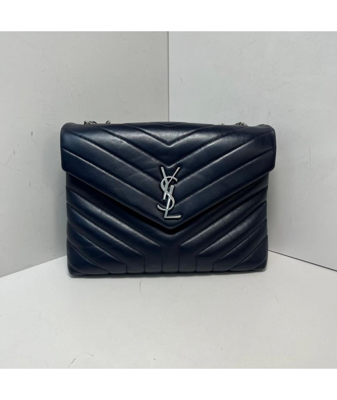 SAINT LAURENT Темно-синяя кожаная сумка через плечо, фото 9