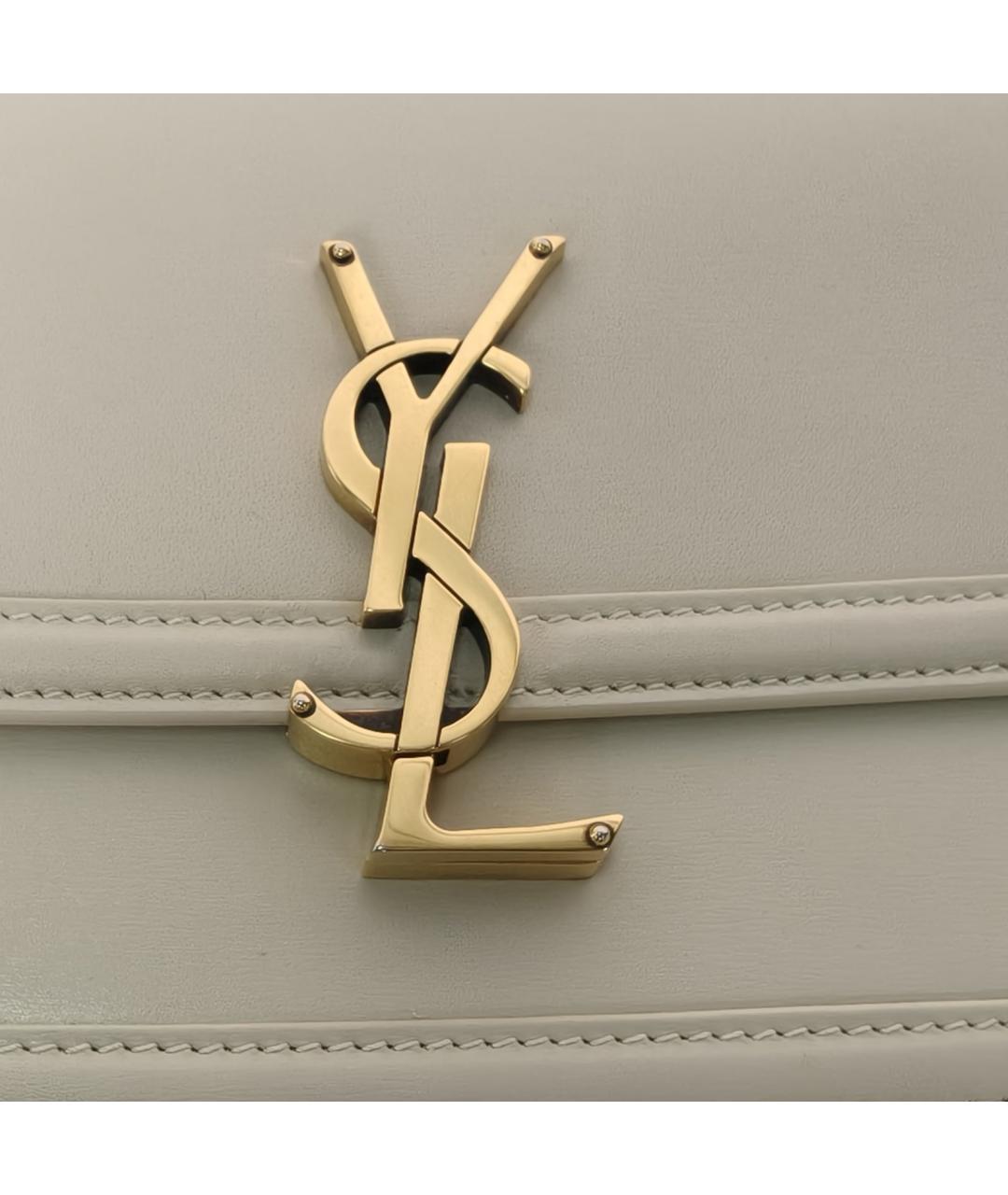 SAINT LAURENT Белая кожаная сумка через плечо, фото 7