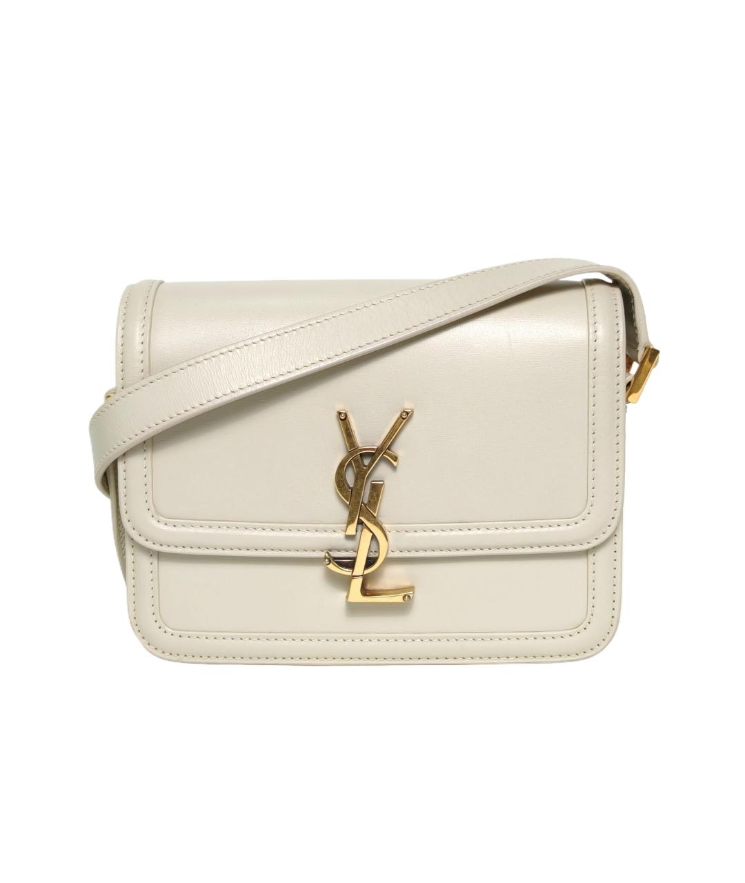 SAINT LAURENT Белая кожаная сумка через плечо, фото 10