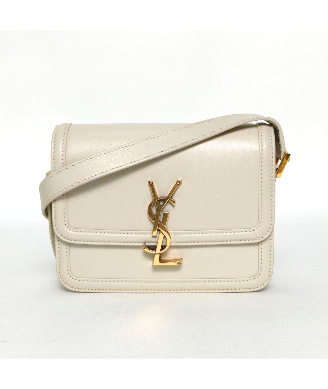 SAINT LAURENT Белая кожаная сумка через плечо, фото 2