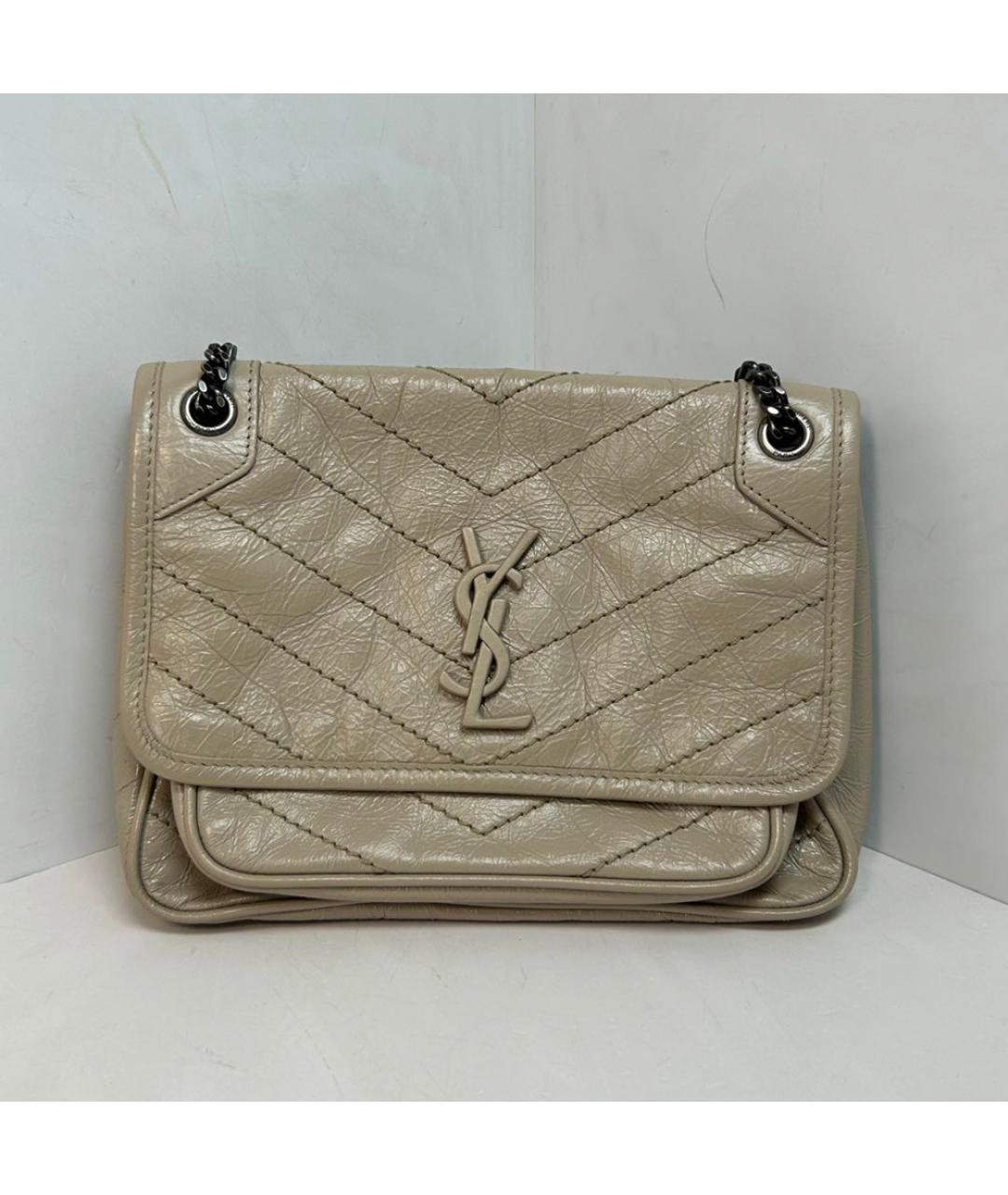 SAINT LAURENT Коричневая кожаная сумка через плечо, фото 9