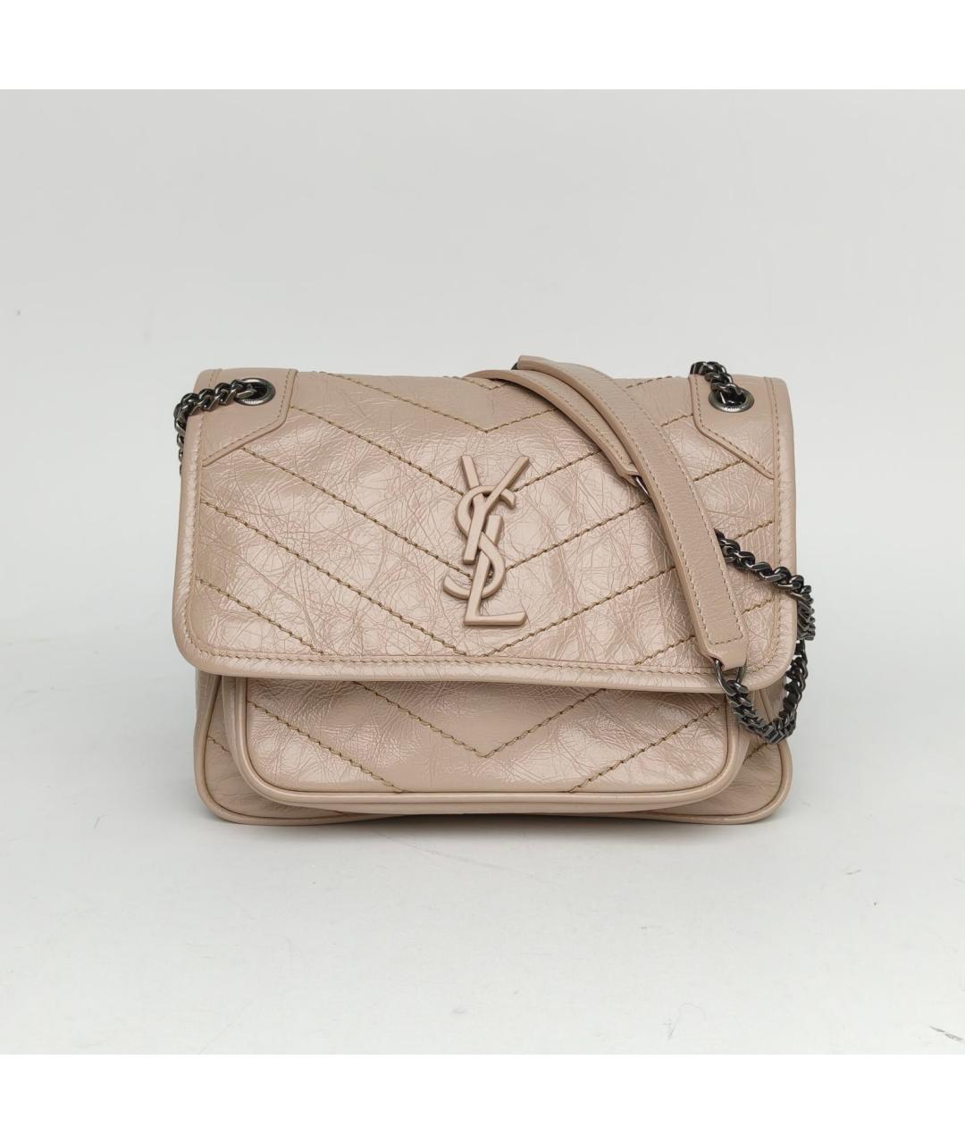 SAINT LAURENT Коричневая кожаная сумка через плечо, фото 2