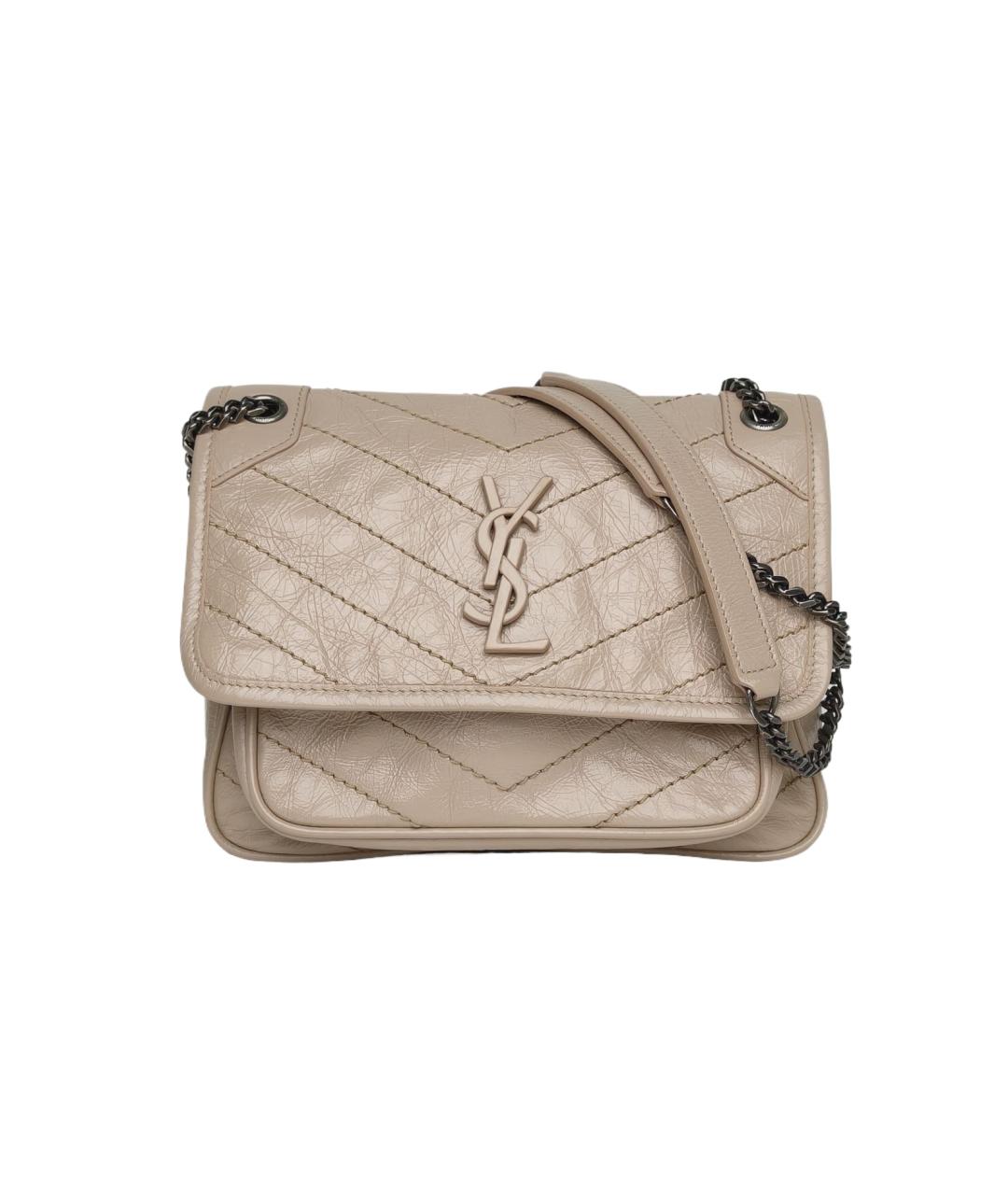 SAINT LAURENT Коричневая кожаная сумка через плечо, фото 10