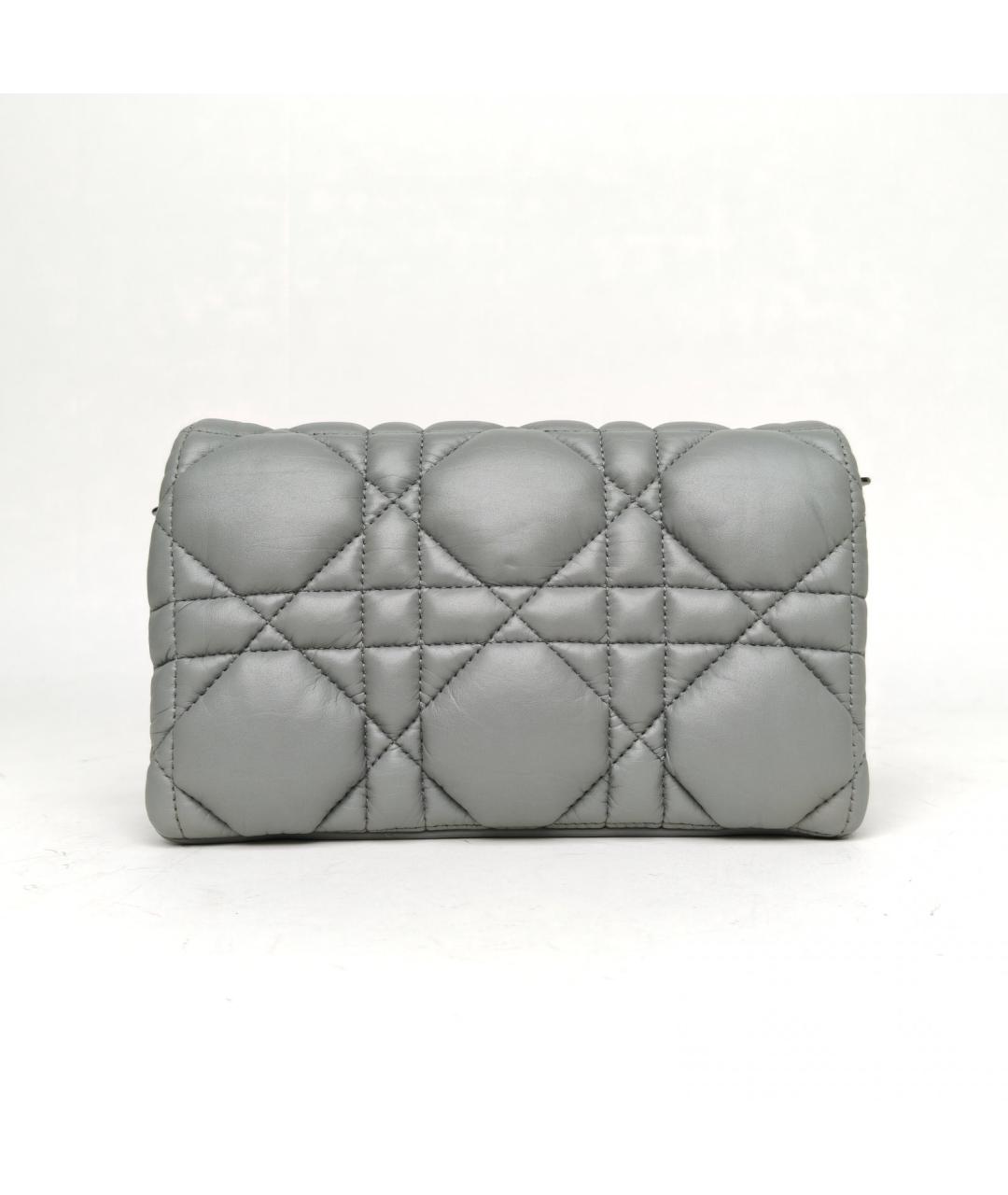 CHRISTIAN DIOR Серая кожаная сумка через плечо, фото 3