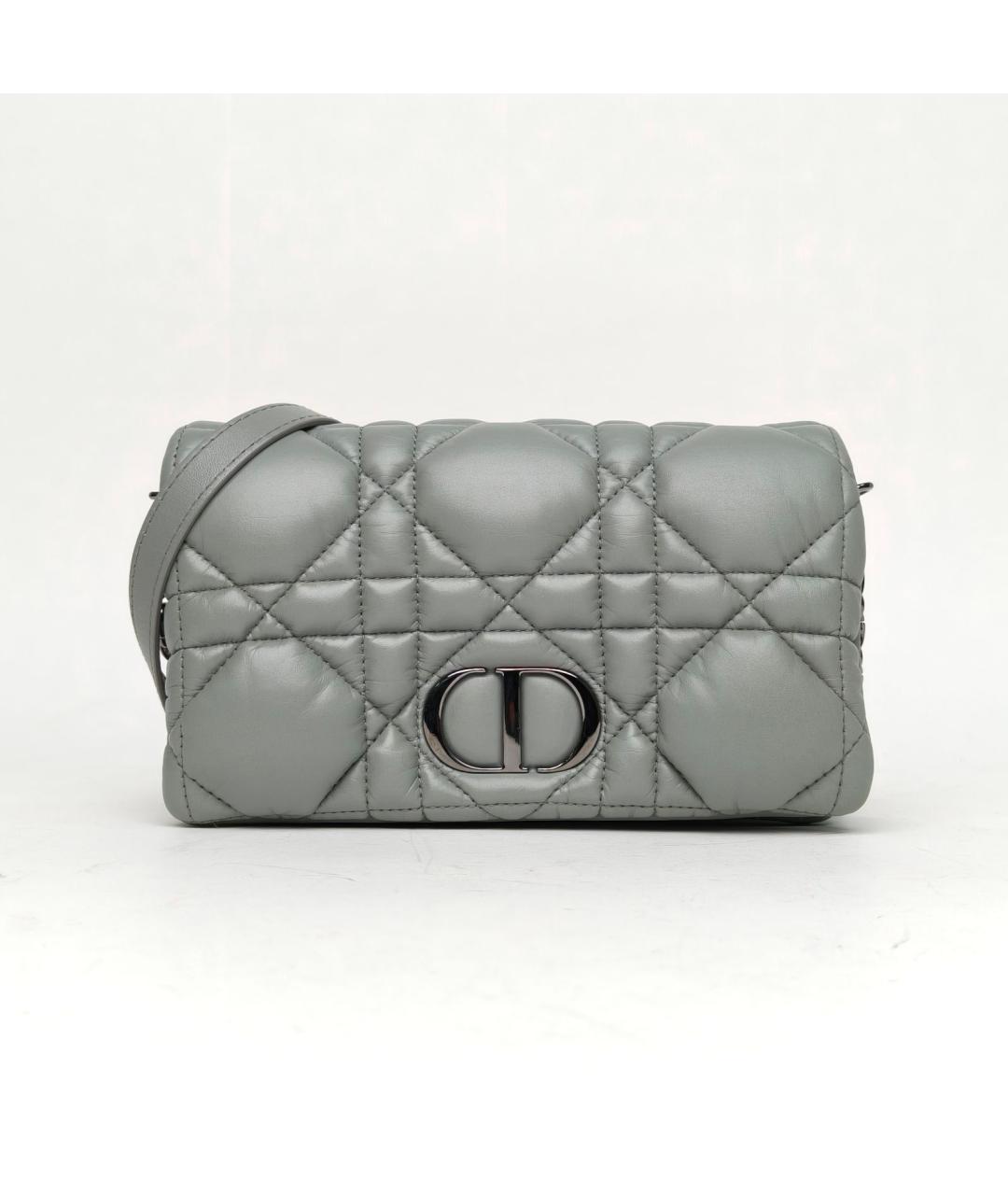 CHRISTIAN DIOR Серая кожаная сумка через плечо, фото 8