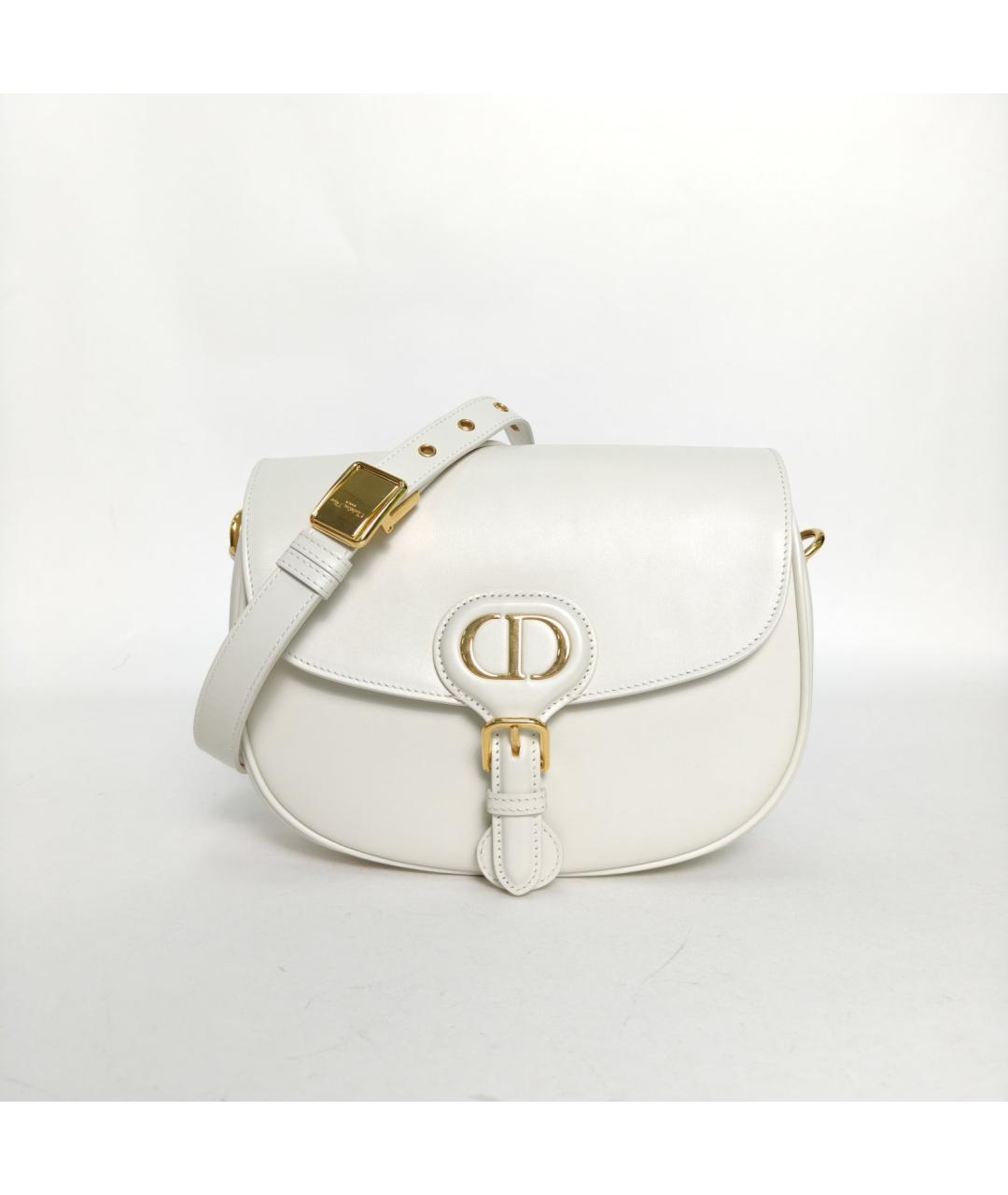 CHRISTIAN DIOR Белая кожаная сумка через плечо, фото 2