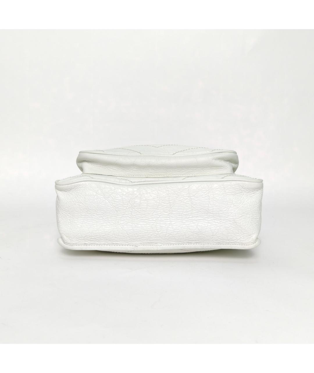 SAINT LAURENT Белая кожаная сумка через плечо, фото 6