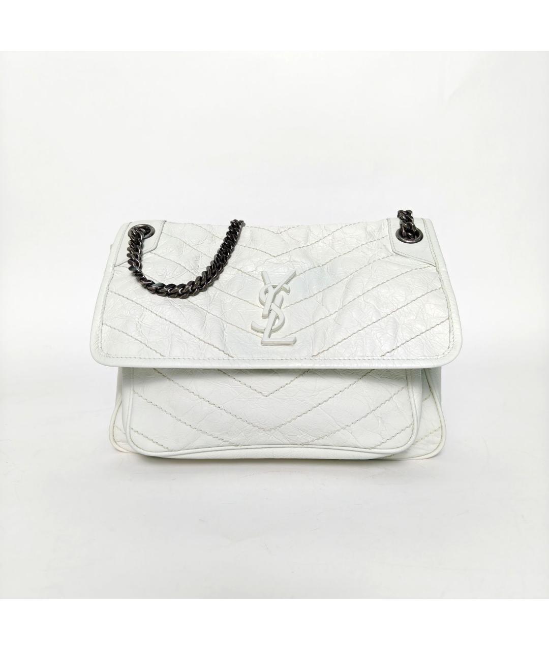 SAINT LAURENT Белая кожаная сумка через плечо, фото 2