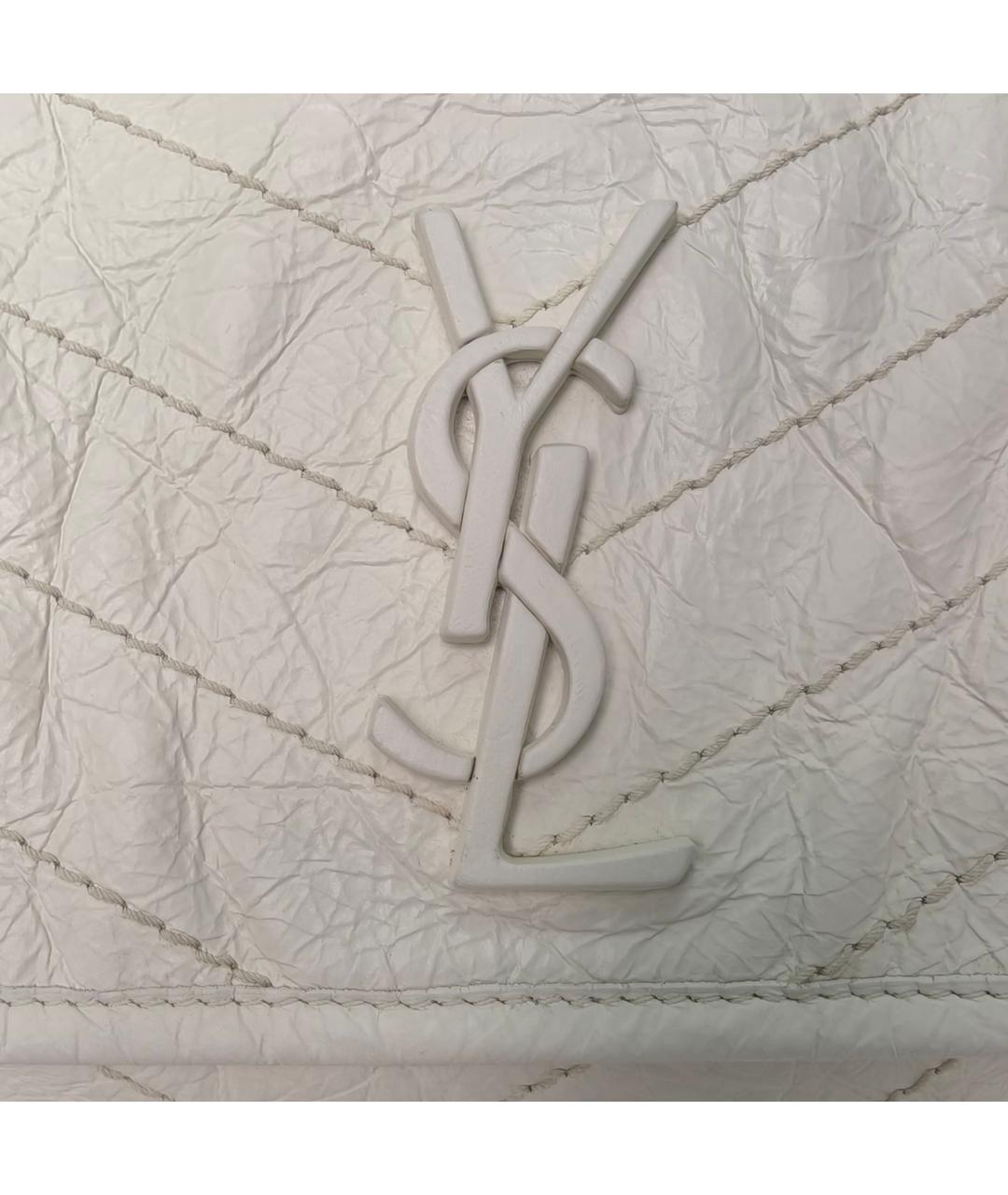SAINT LAURENT Белая кожаная сумка через плечо, фото 7