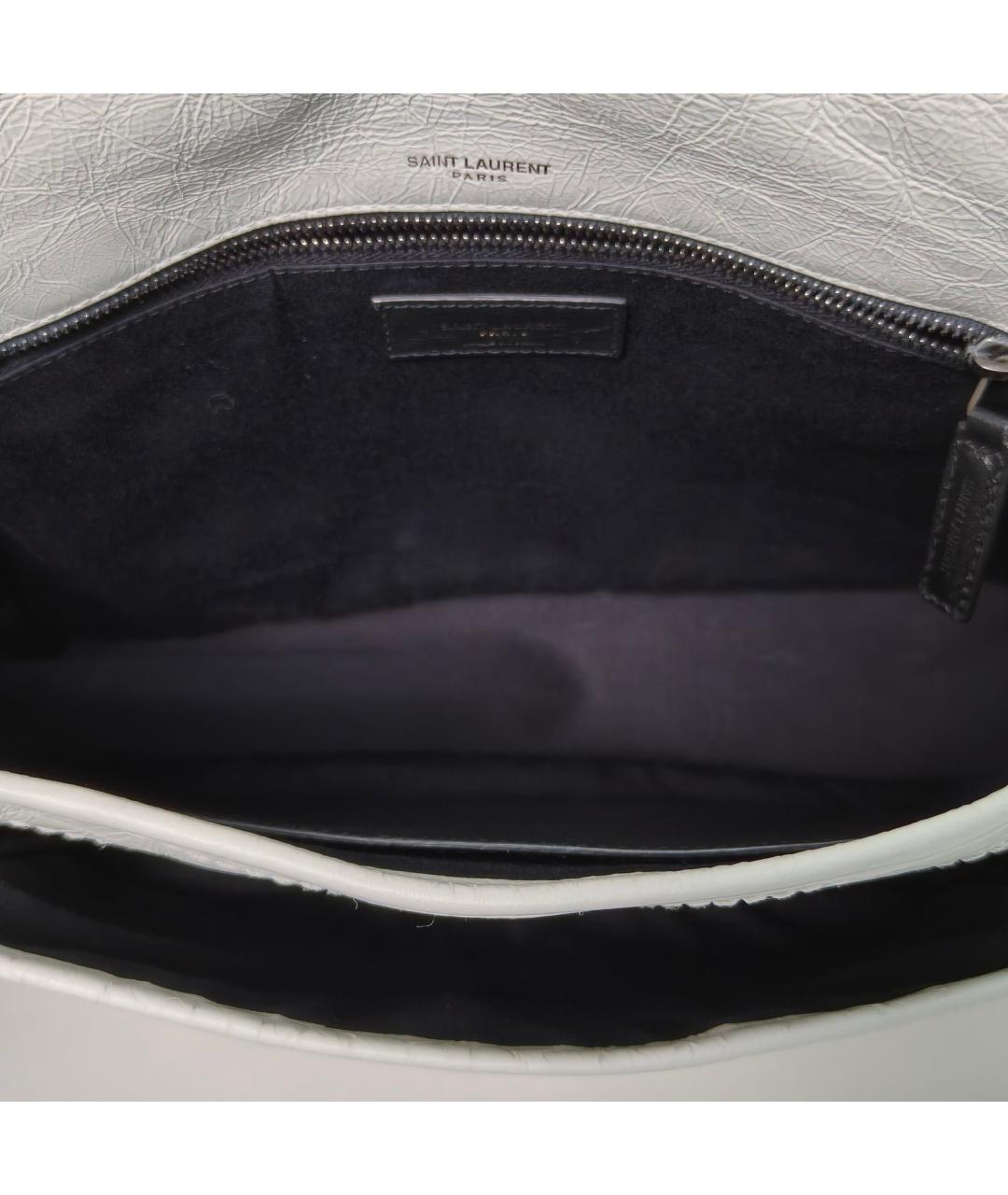 SAINT LAURENT Белая кожаная сумка через плечо, фото 8