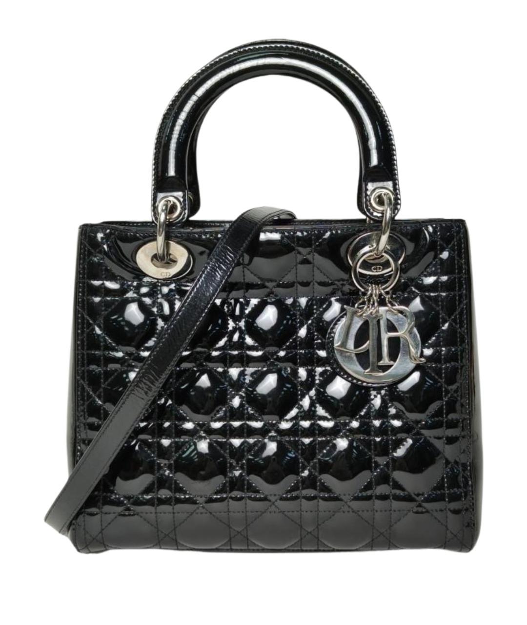 CHRISTIAN DIOR Черная кожаная сумка через плечо, фото 1